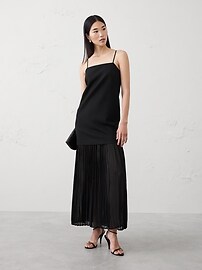 green emerald velvet dress Black Contrast Trim Sleeveless Cotton Mini Dress main image 1