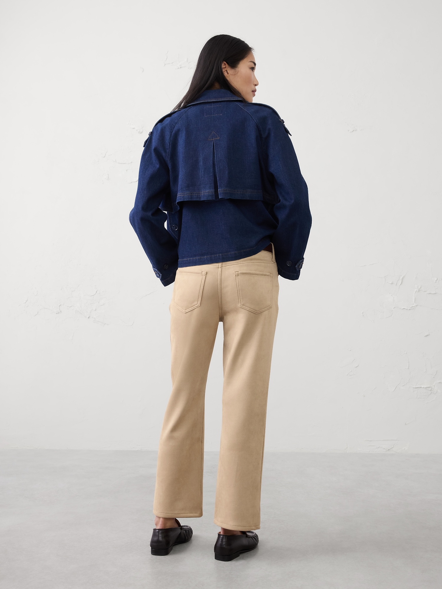 Image number 2 showing, BOOTCUT HIGH-RISE VEGAN SUEDE CROPPED PANT