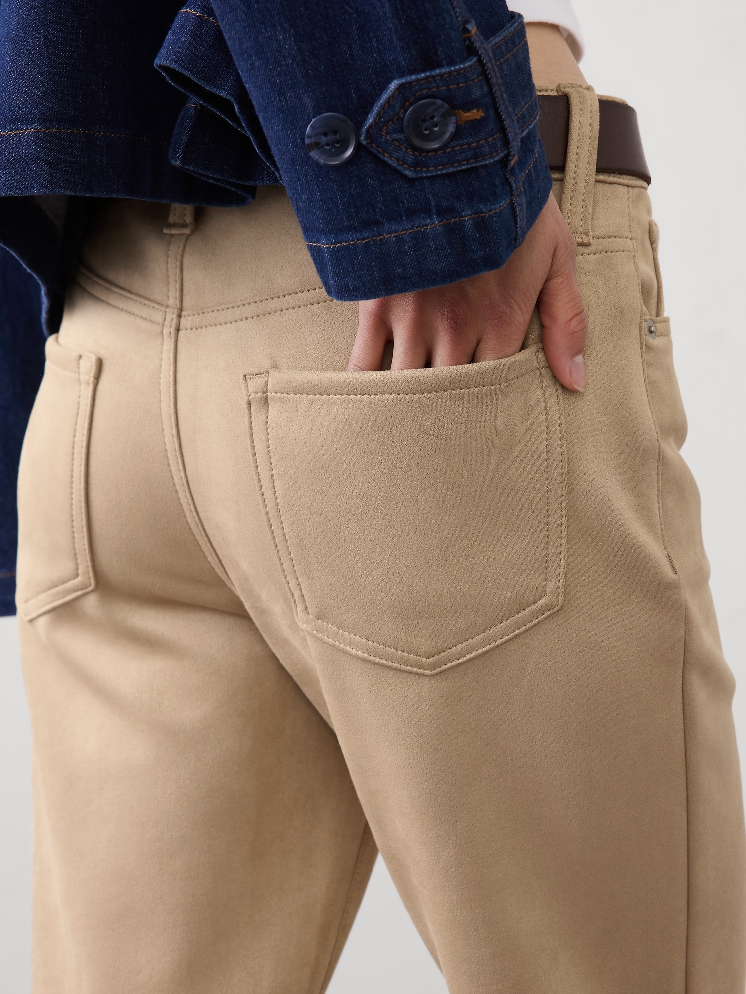 Image number 3 showing, BOOTCUT HIGH-RISE VEGAN SUEDE CROPPED PANT