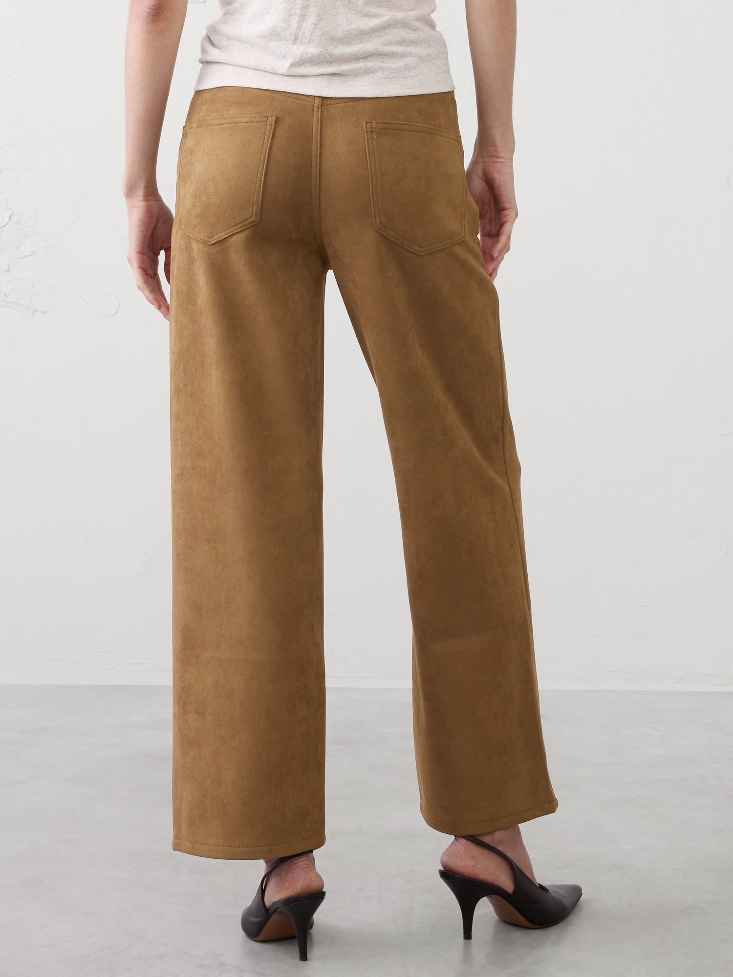 Image number 2 showing, STRAIGHT HIGH-RISE VEGAN SUEDE PANT