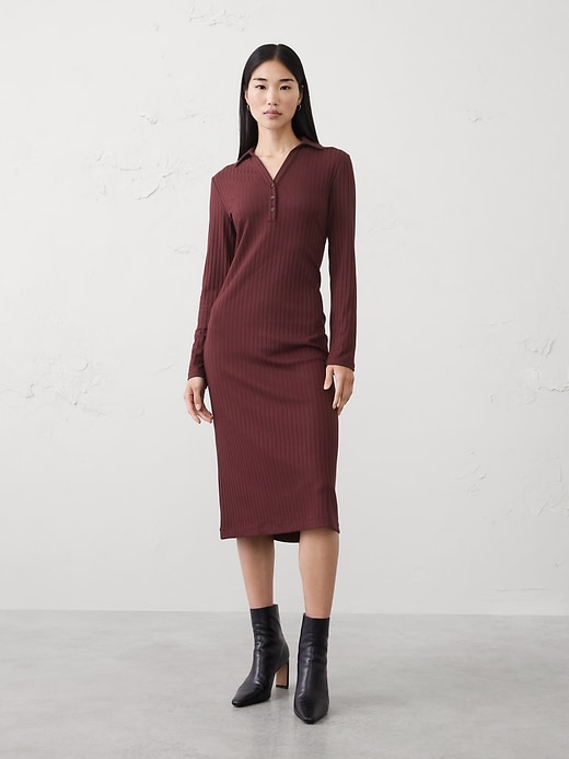 Cozy Ribbed Knit Midi Dress