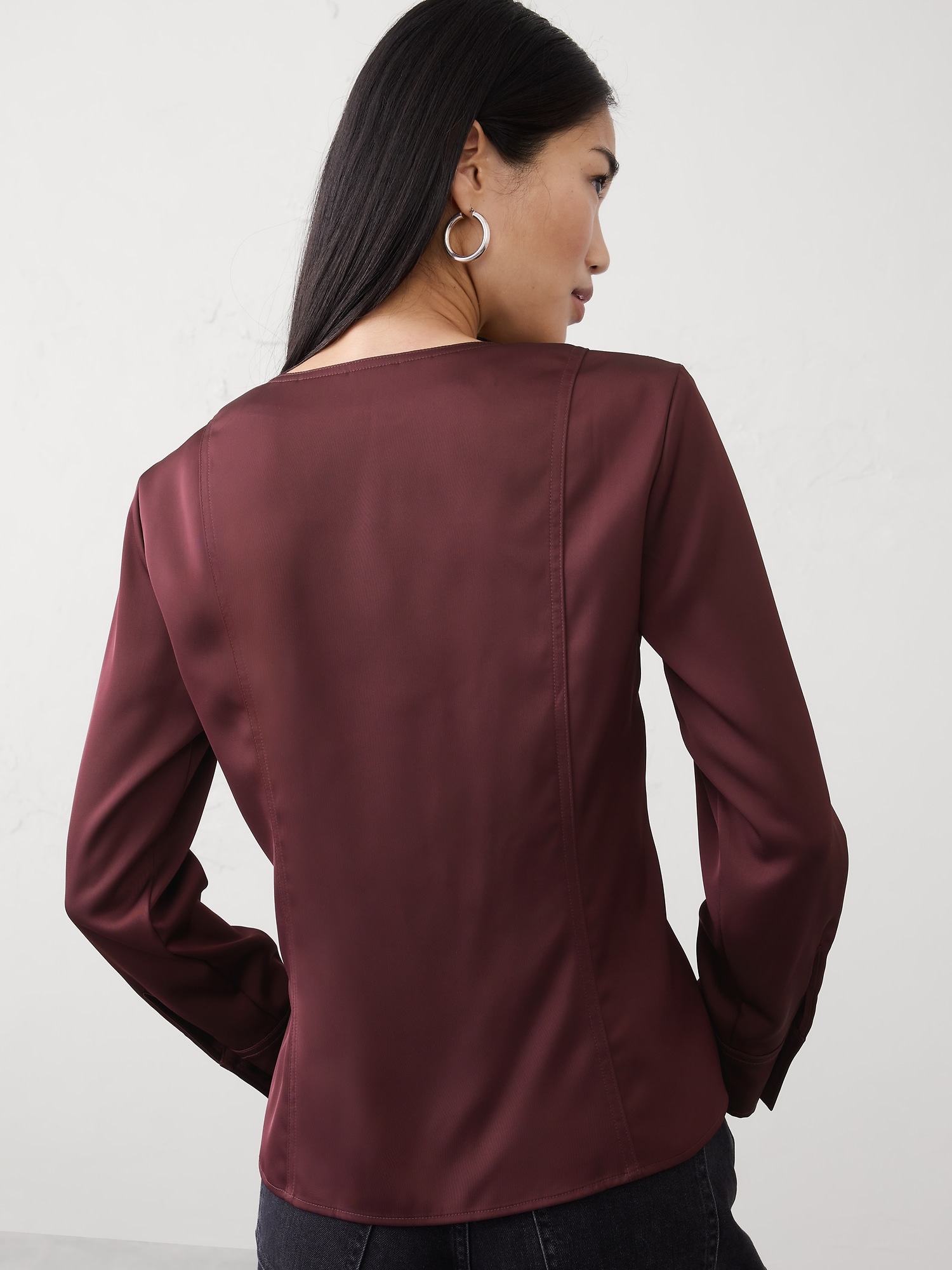 Image number 2 showing, SILKY SEAMED SLIT BLOUSE