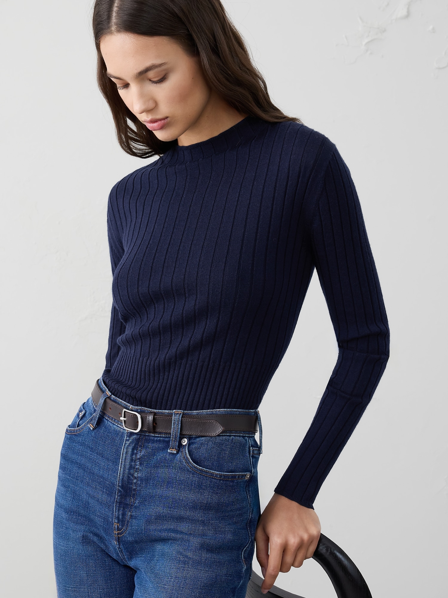 Image number 5 showing, MERINO WOOL RIBBED SWEATER