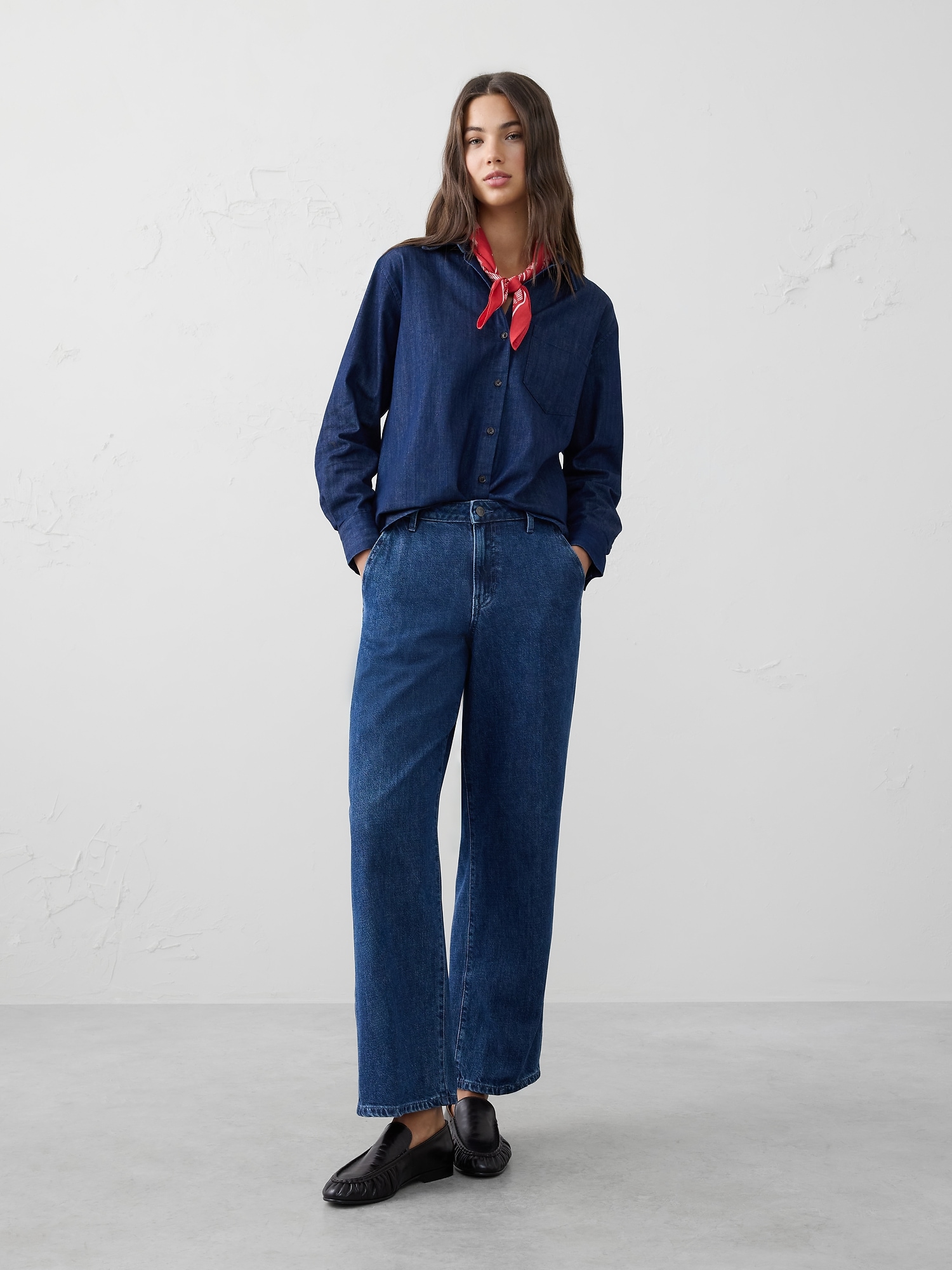 STRAIGHT HIGH-RISE LUXE TROUSER JEAN - Dark Wash