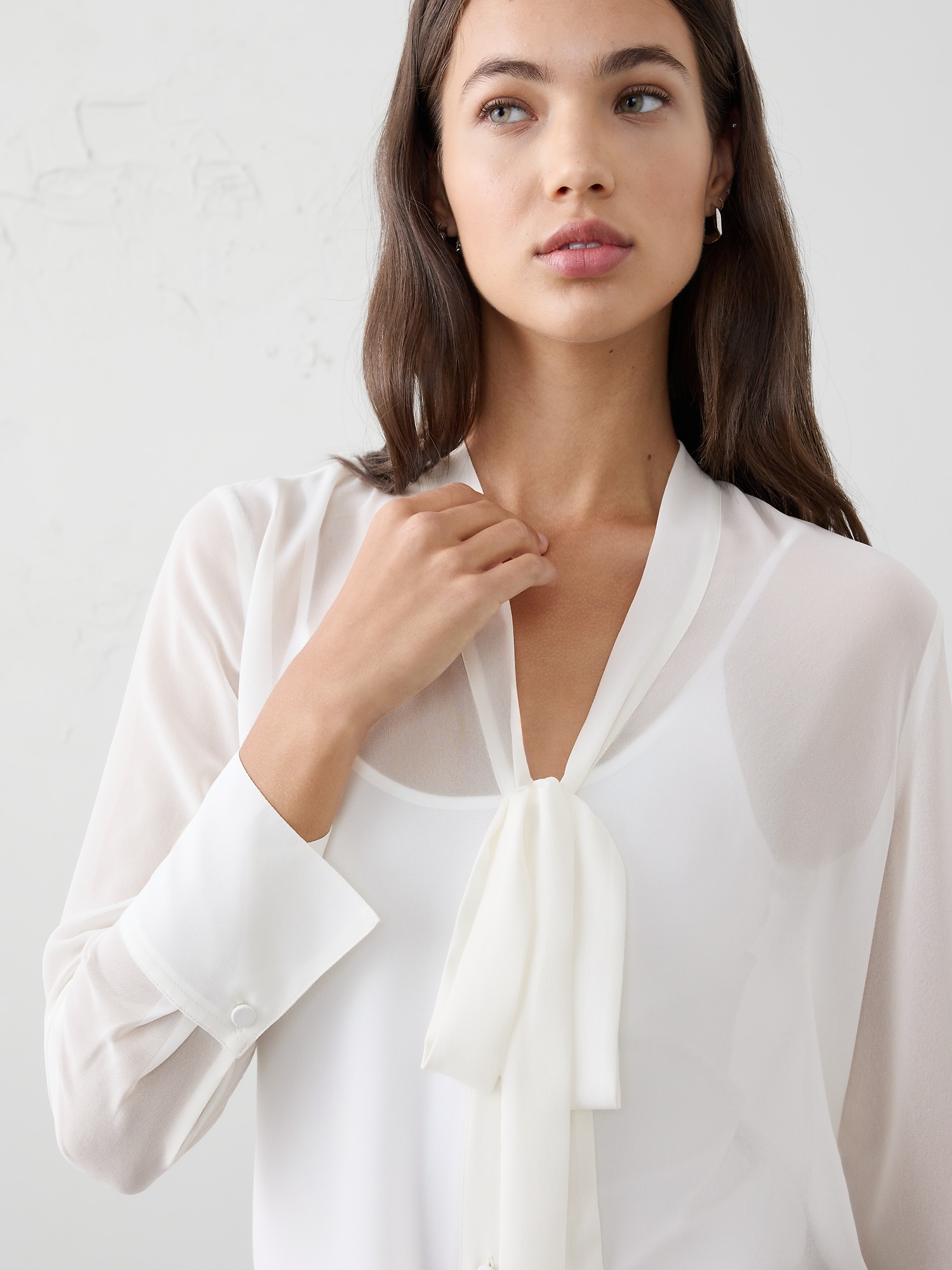 Image number 3 showing, Tie-Neck Blouse
