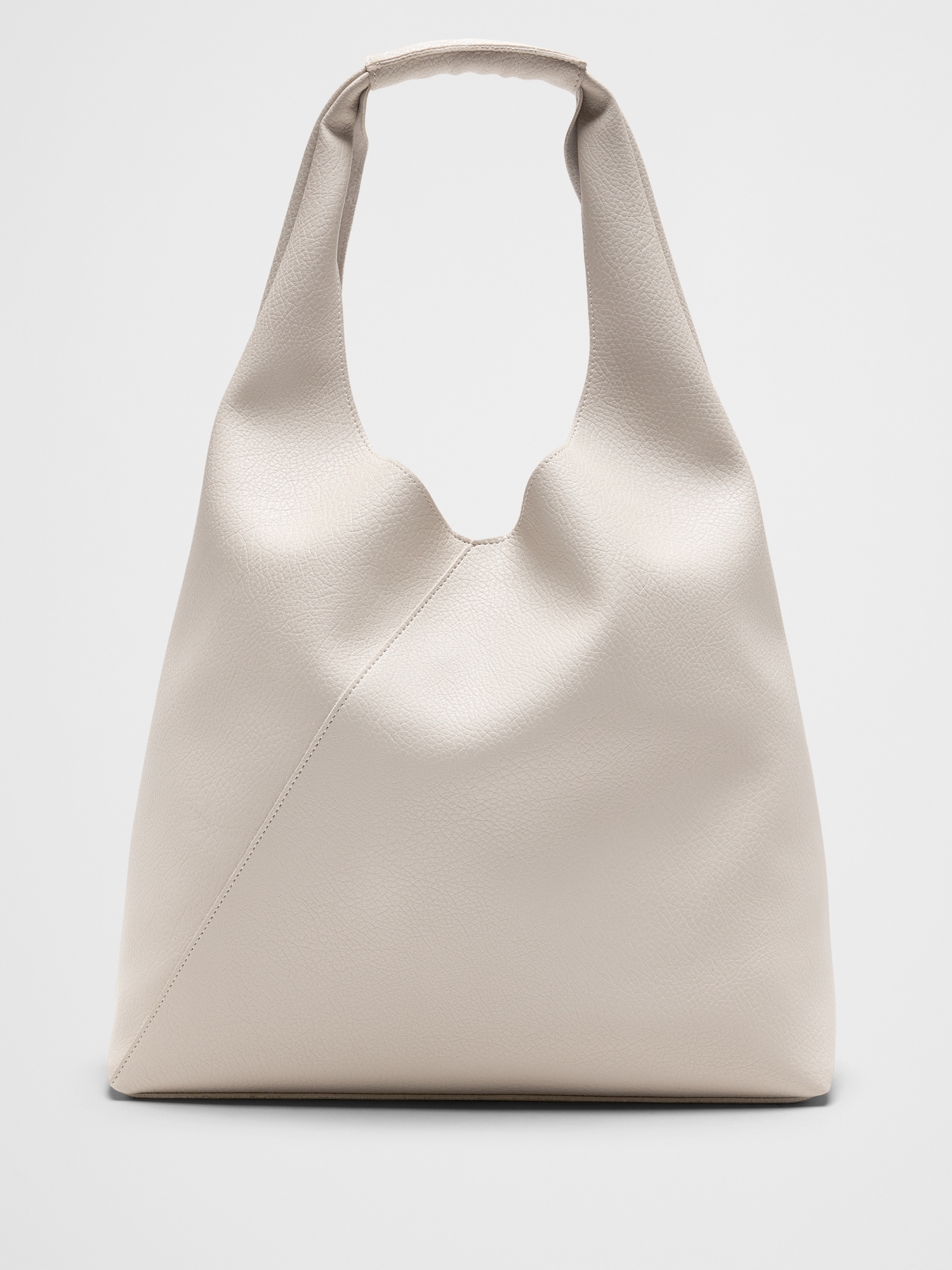 Vegan Leather Slouchy Tote - Bone