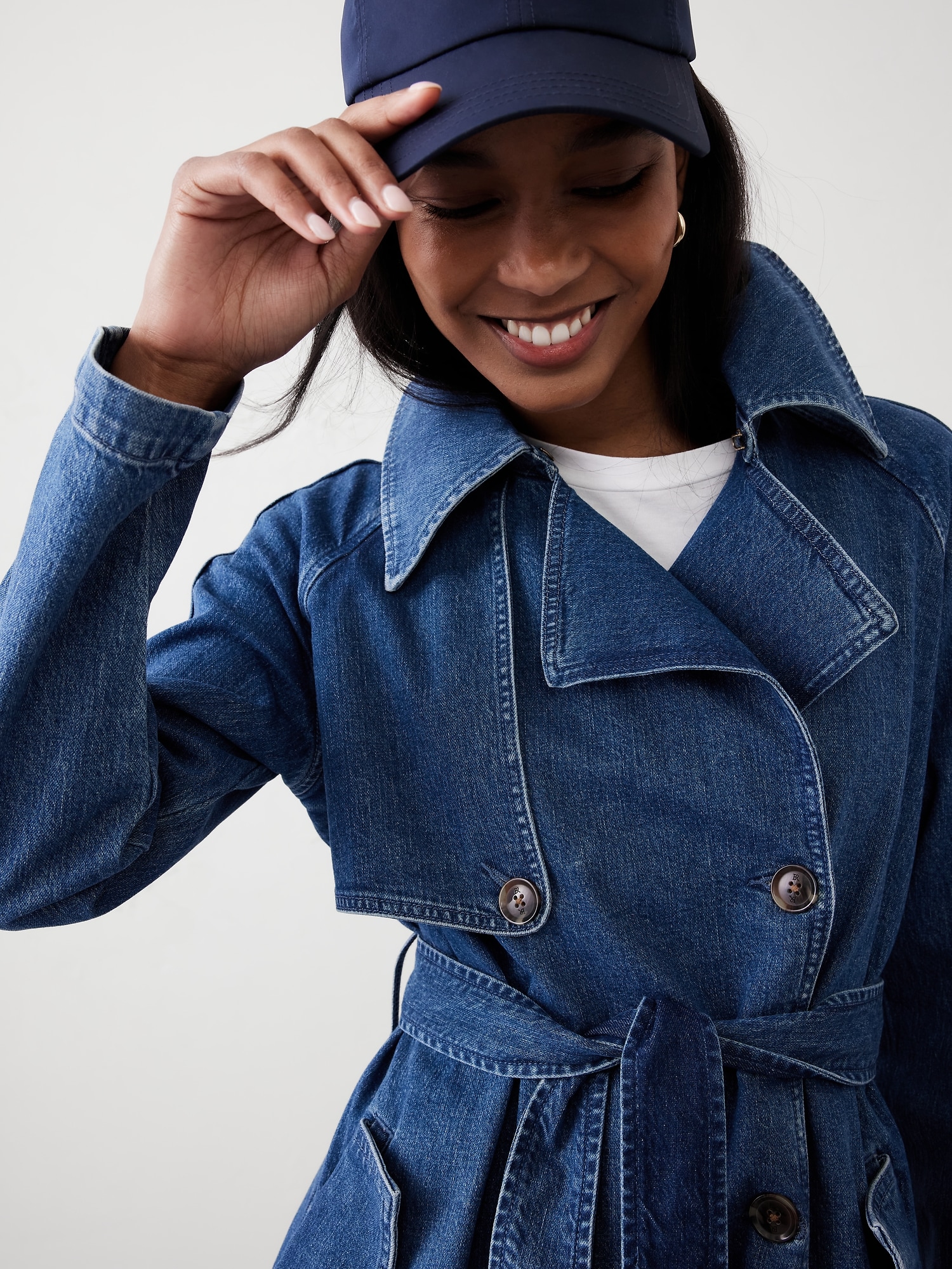 Image number 3 showing, DENIM TRENCH COAT