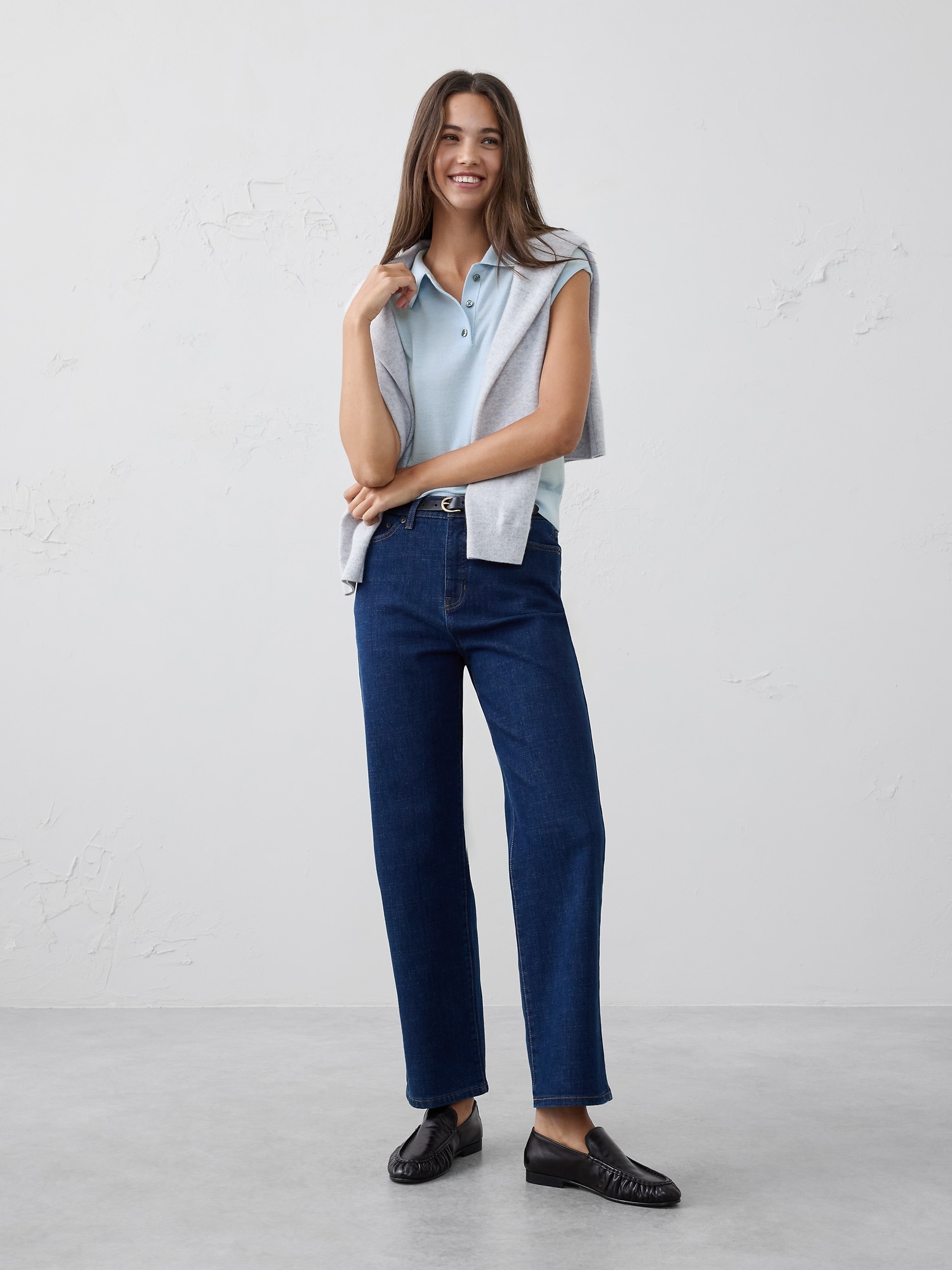 MERINO WOOL SWEATER POLO - Bicoastal Blue