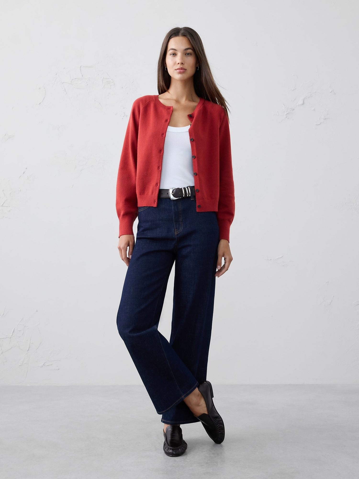 VOLUME-SLEEVE CARDIGAN SWEATER - Embers