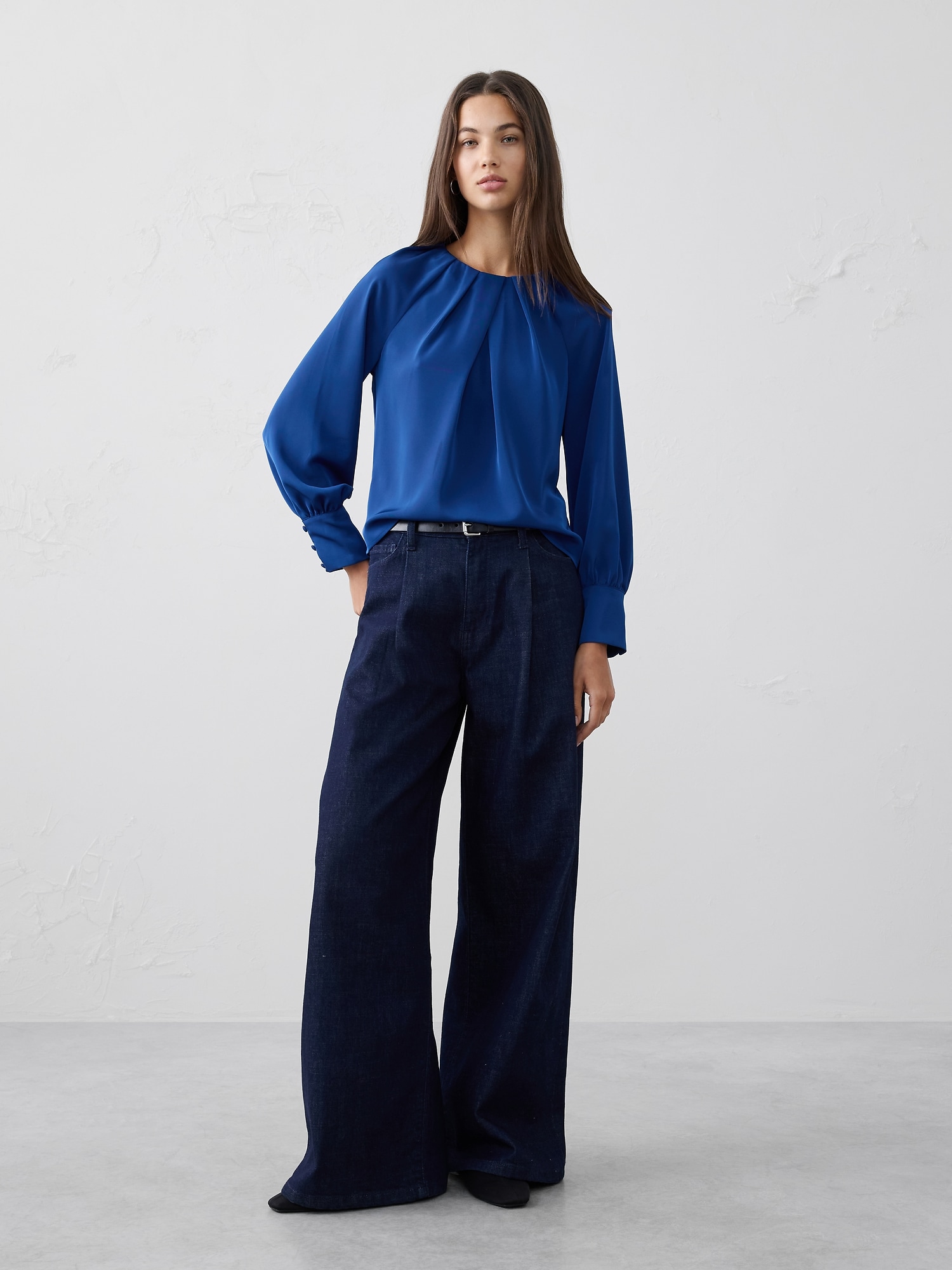 Image number 1 showing, Raglan Pleated Blouse