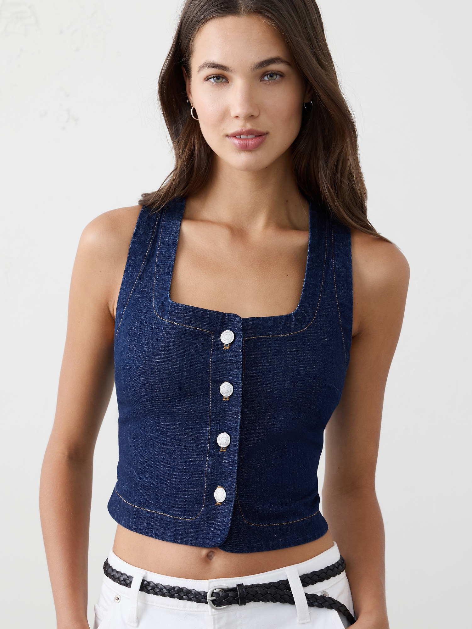 Image number 3 showing, Denim Buttoned Top