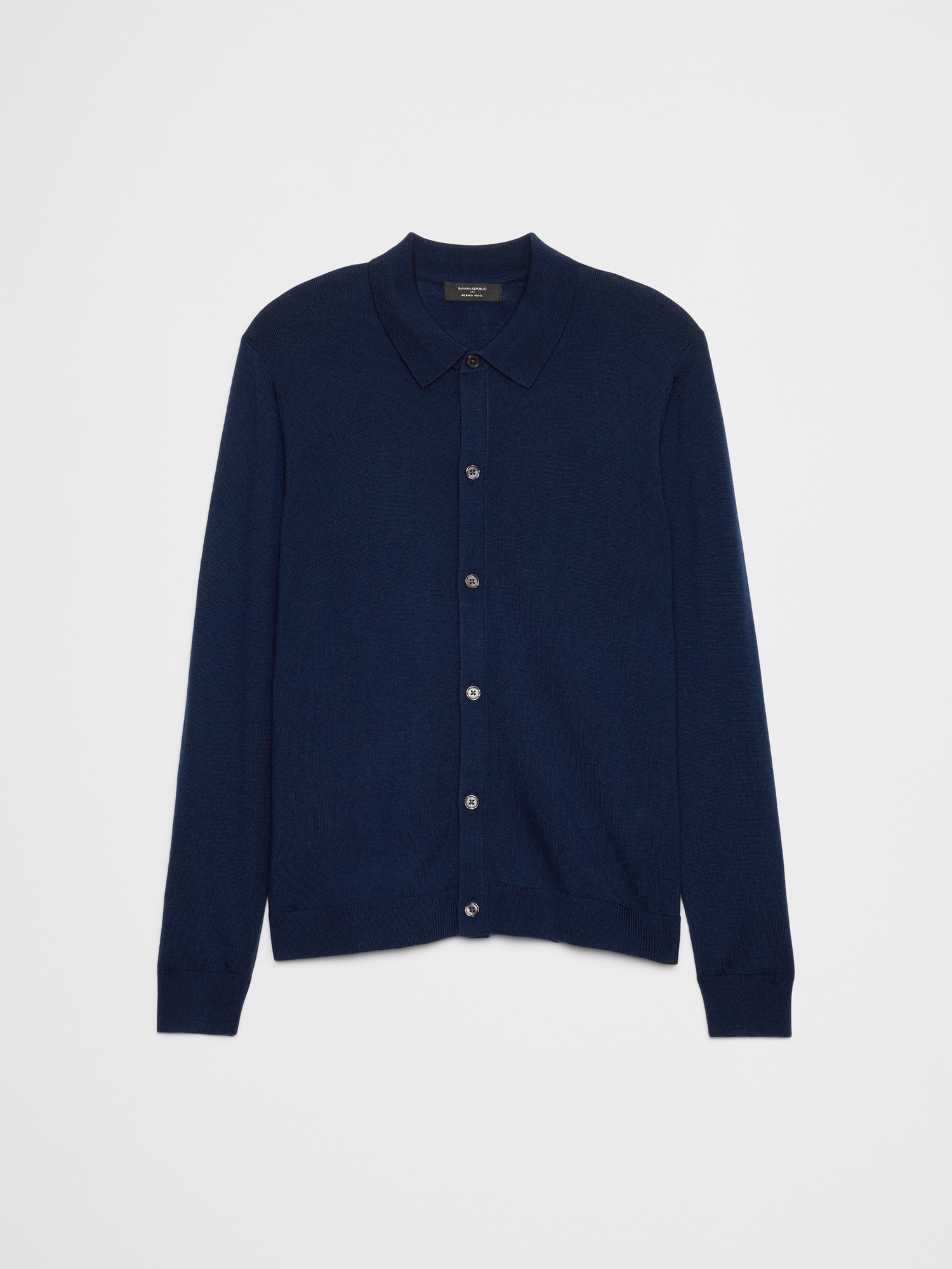 Image number 4 showing, MERINO WOOL BUTTON-THROUGH POLO SWEATER