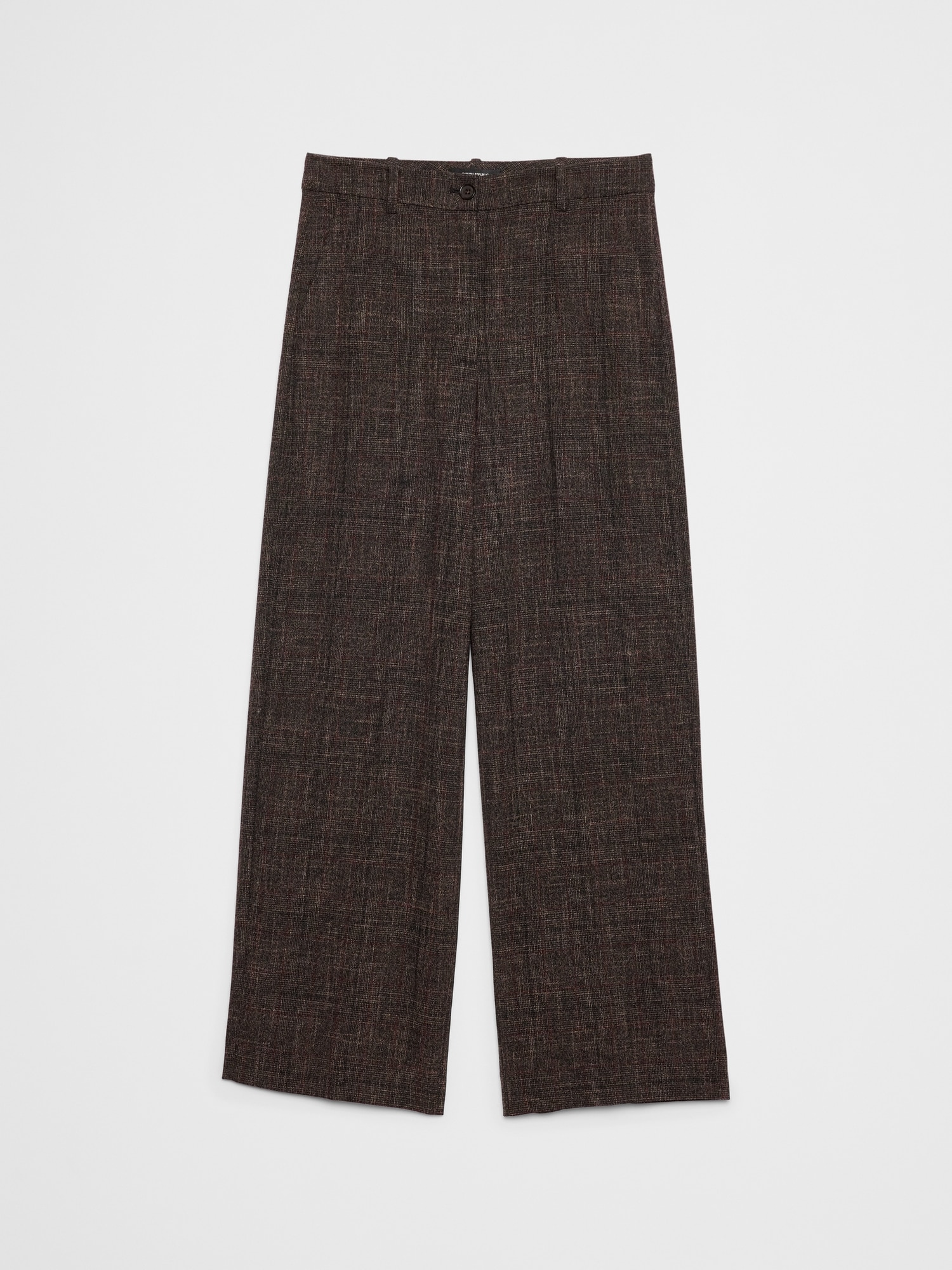 Image number 4 showing, WIDE-LEG HIGH-RISE PLAID TROUSER
