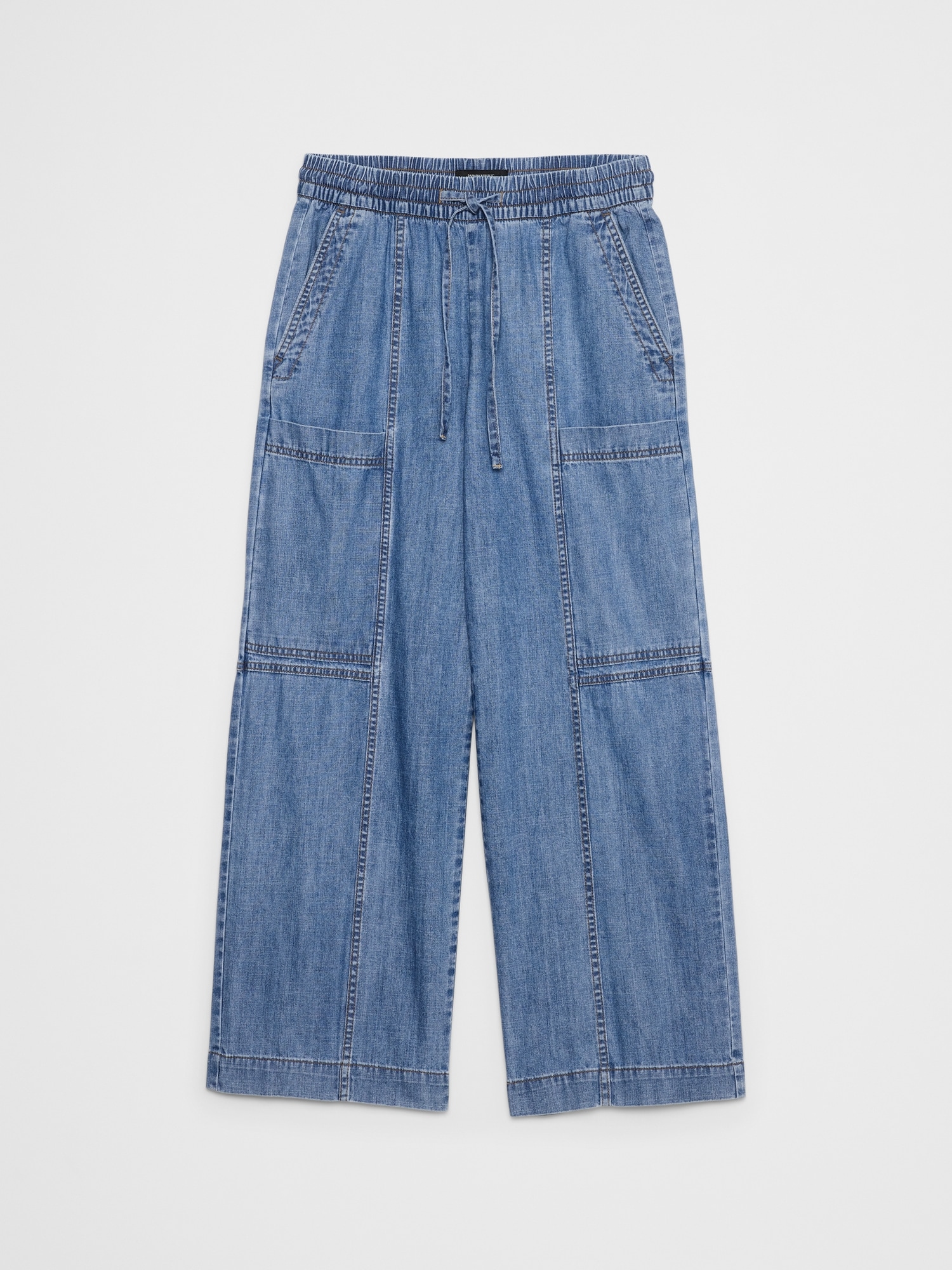 Image number 4 showing, Wide-Leg Mid-Rise Cargo Pull-On Jean