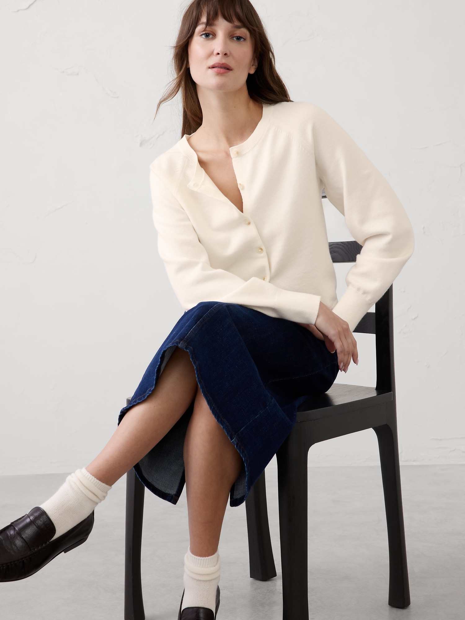 VOLUME-SLEEVE CARDIGAN SWEATER - Snow Day
