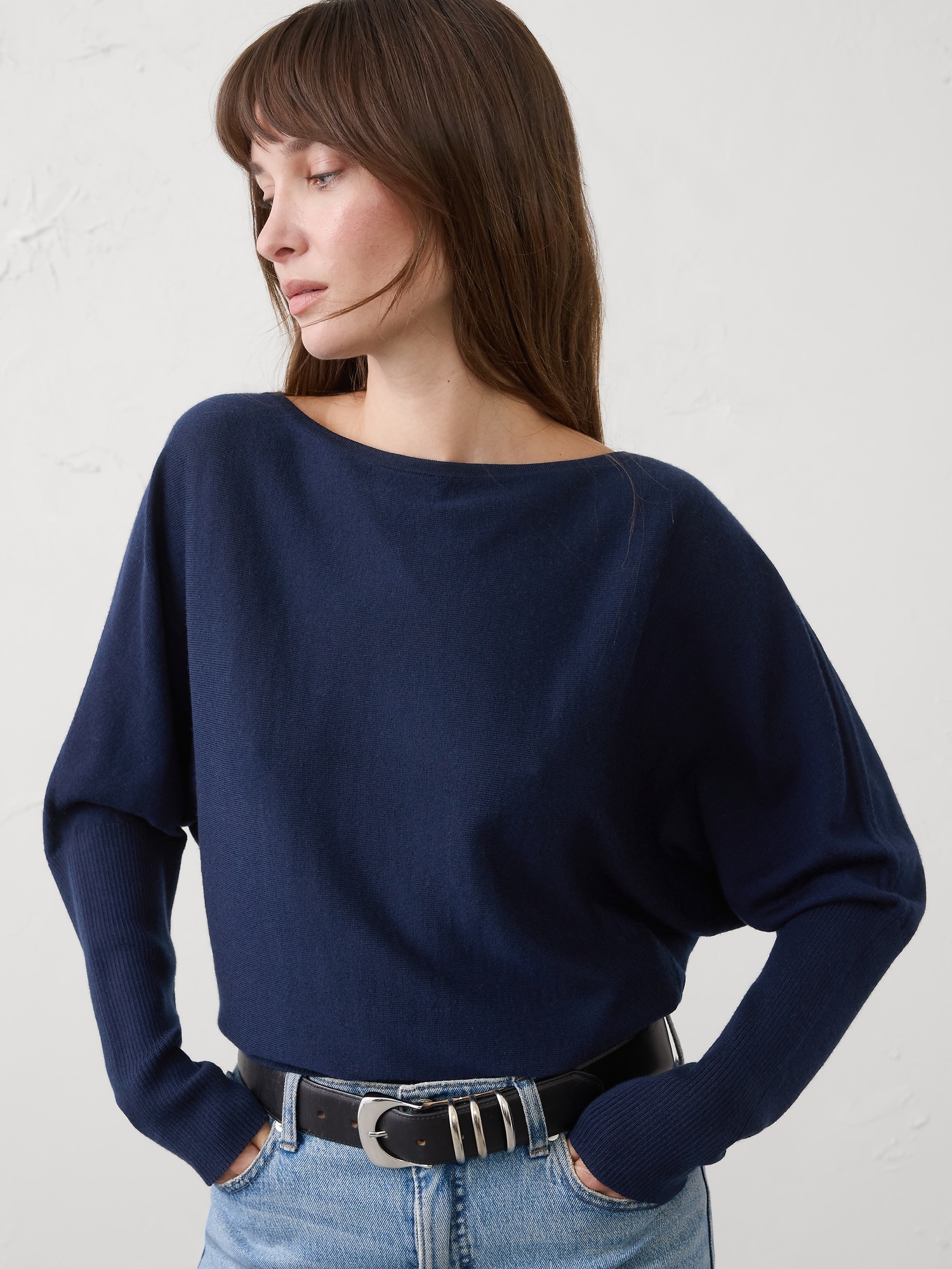 MERINO WOOL BOATNECK SWEATER - Preppy Navy