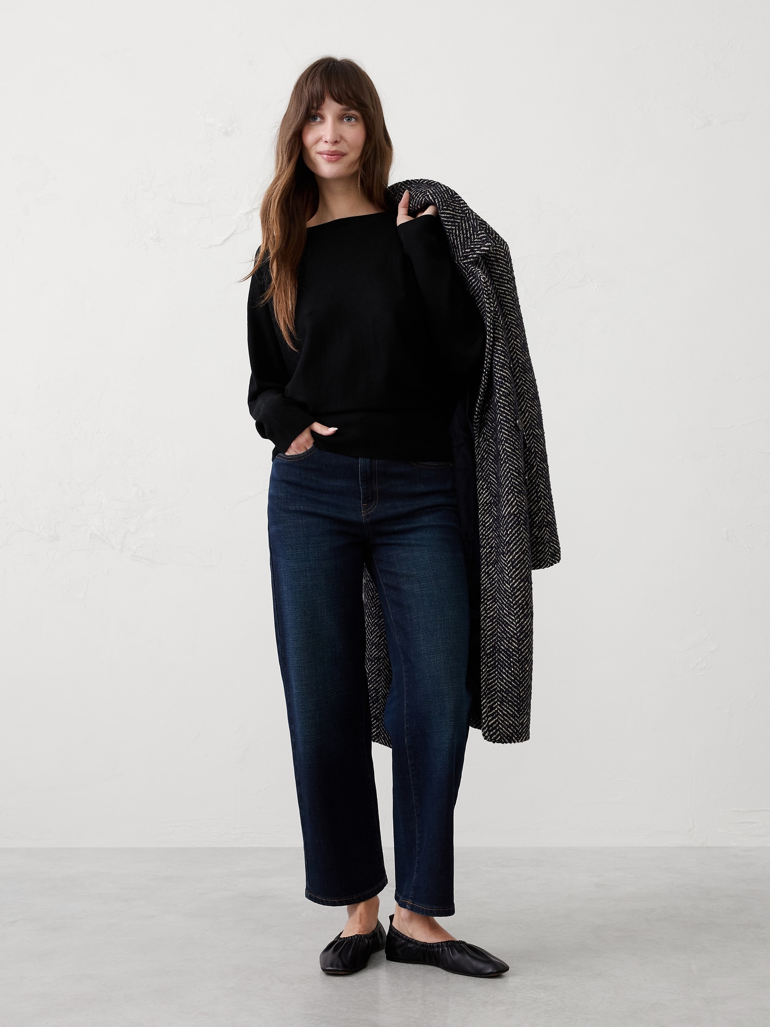 MERINO WOOL BOATNECK SWEATER - Black