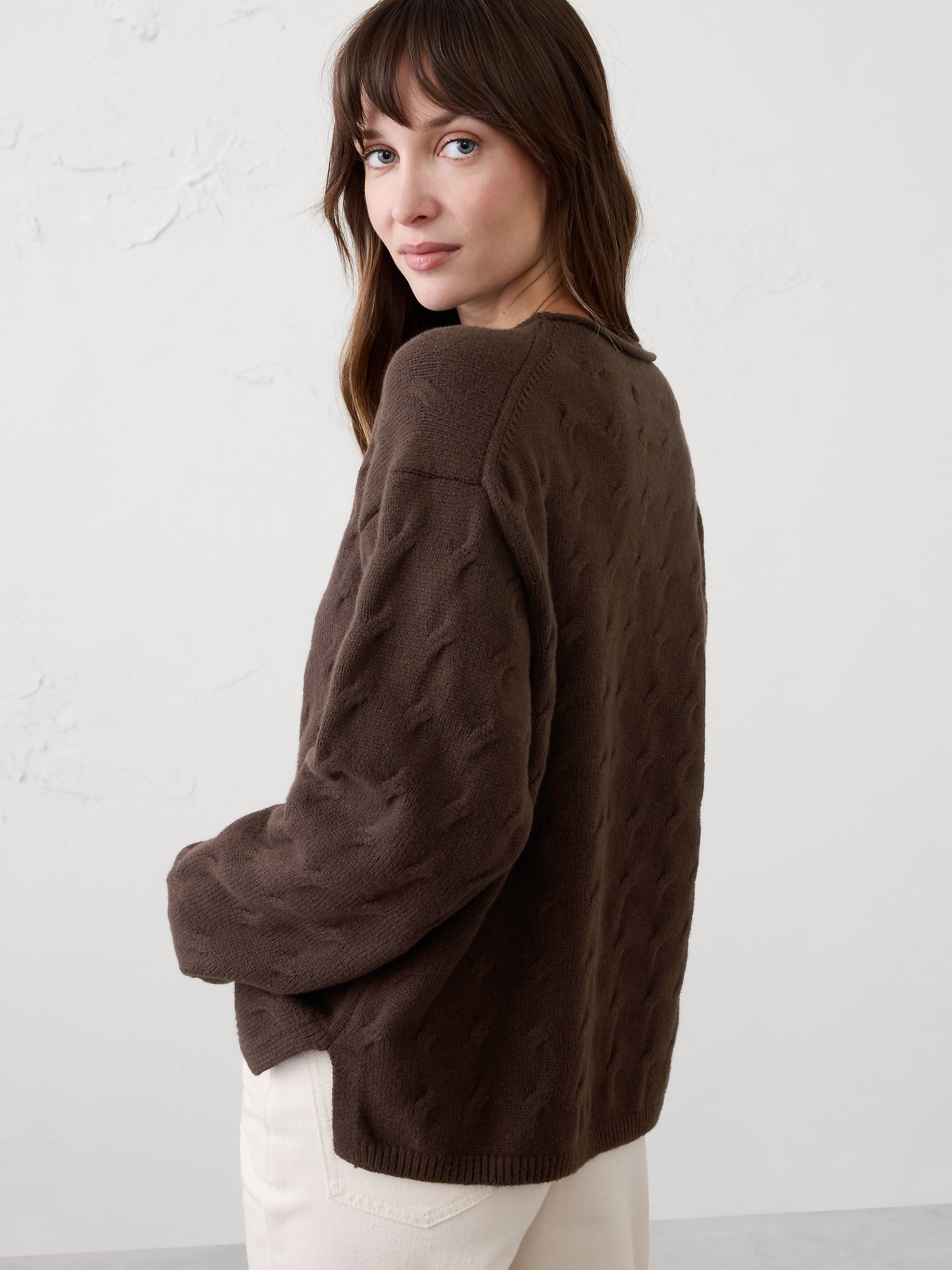 Image number 2 showing, Cable Roll-Neck Sweater