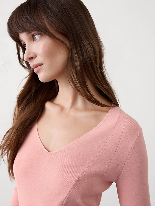 Seamed V-Neck Sweater