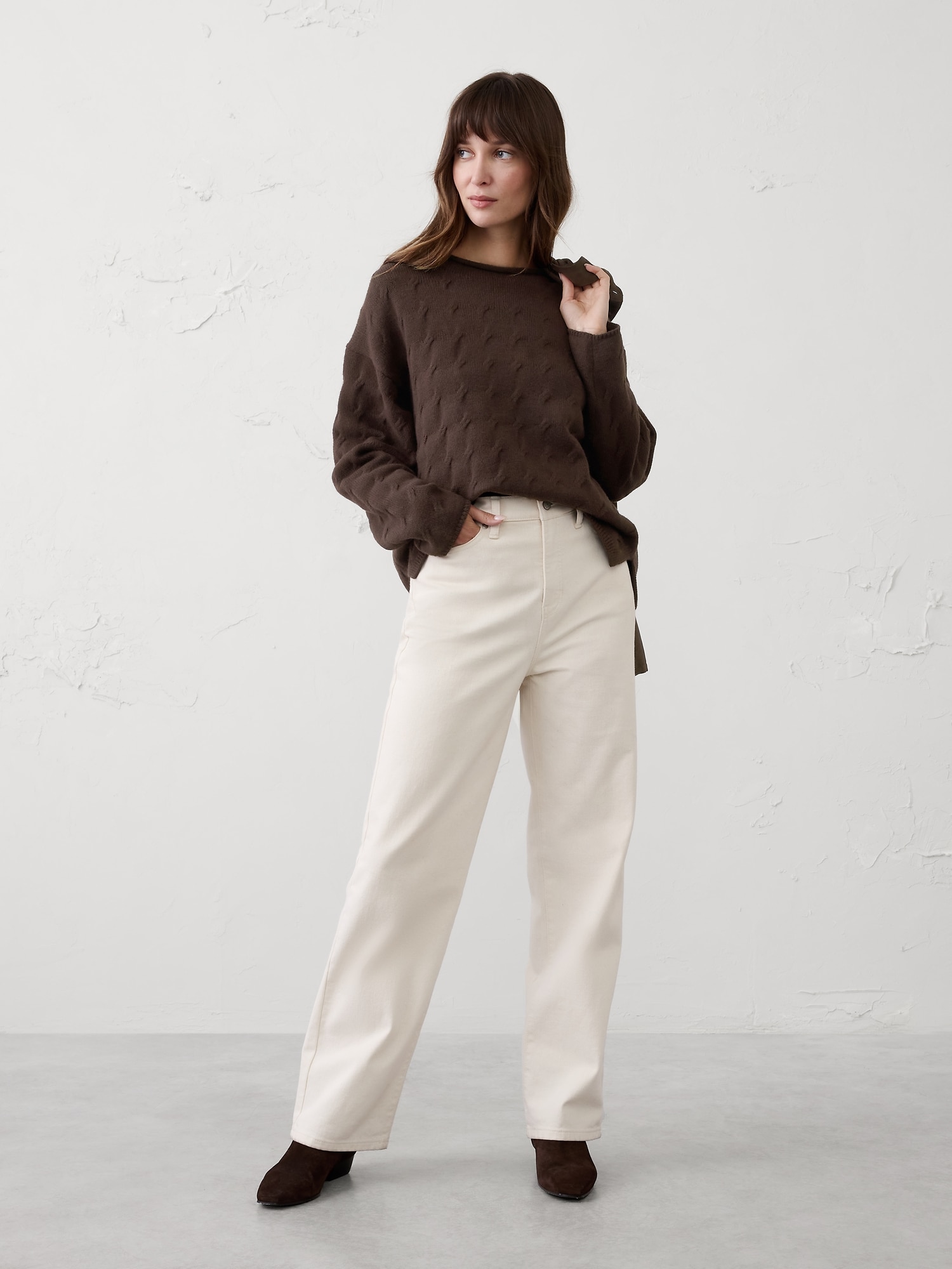 Image number 3 showing, Cable Roll-Neck Sweater