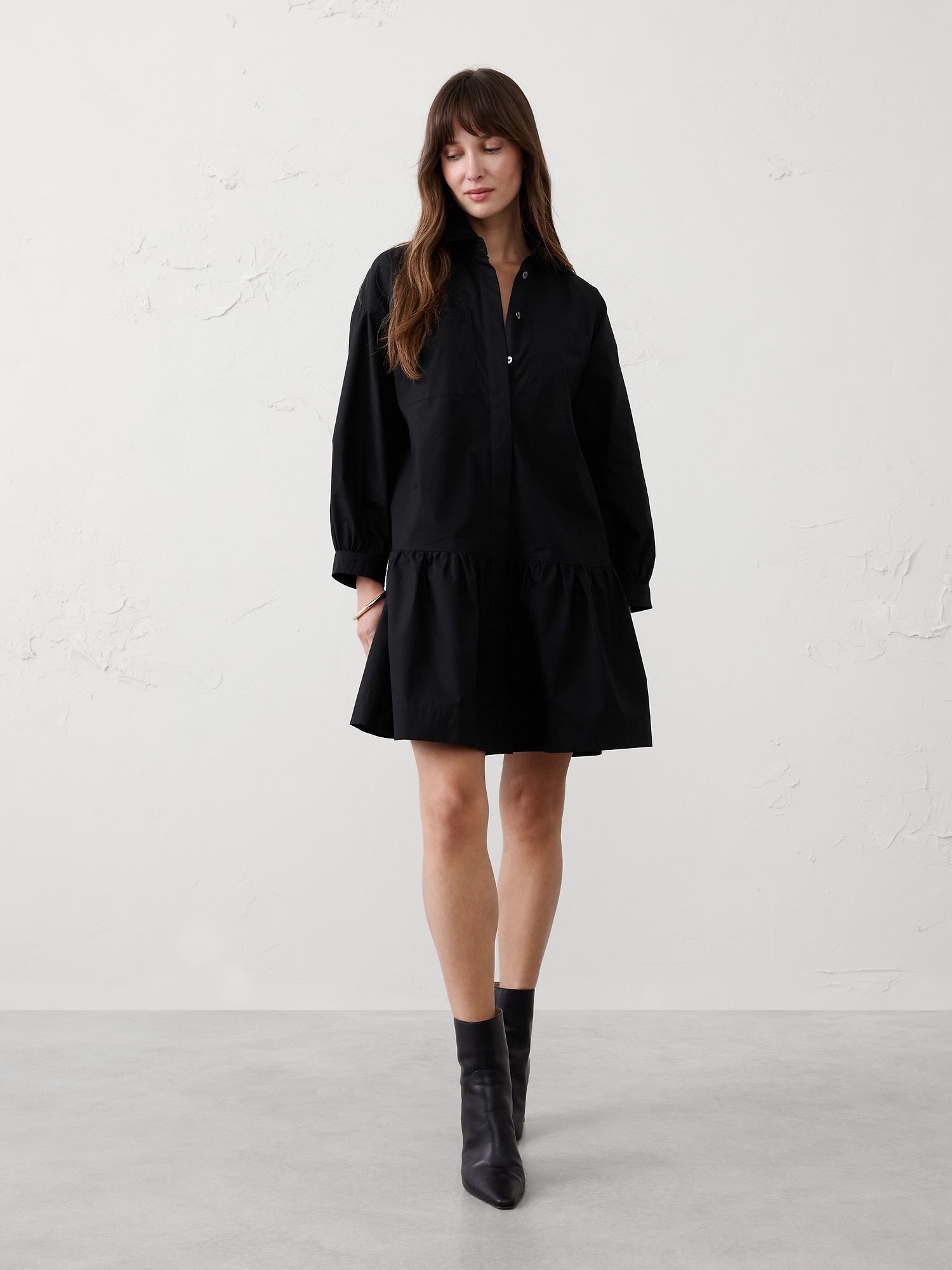 Image number 1 showing, Puff-Sleeve Tiered Mini Dress