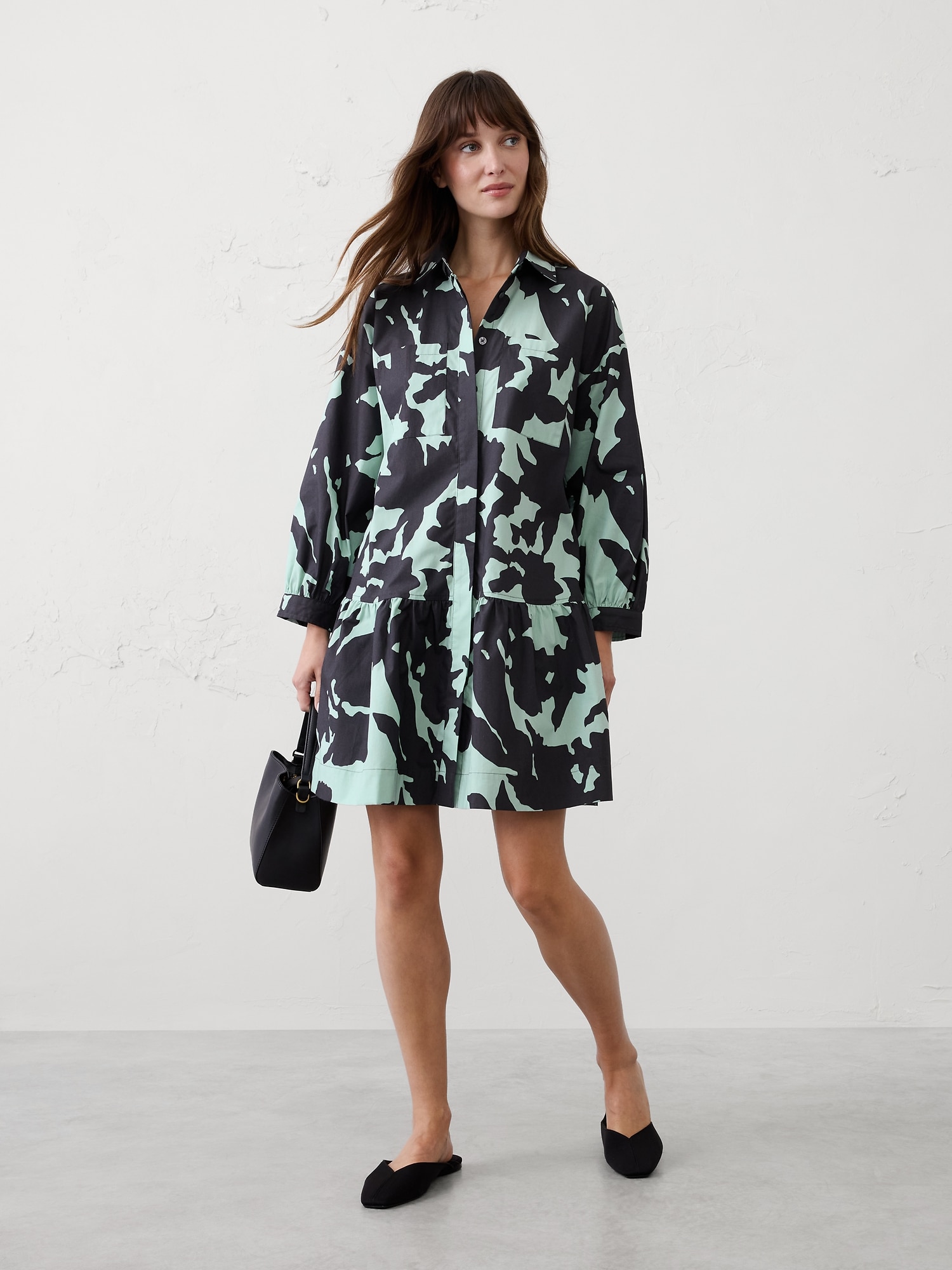 Image number 1 showing, PUFF-SLEEVE TIERED MINI DRESS