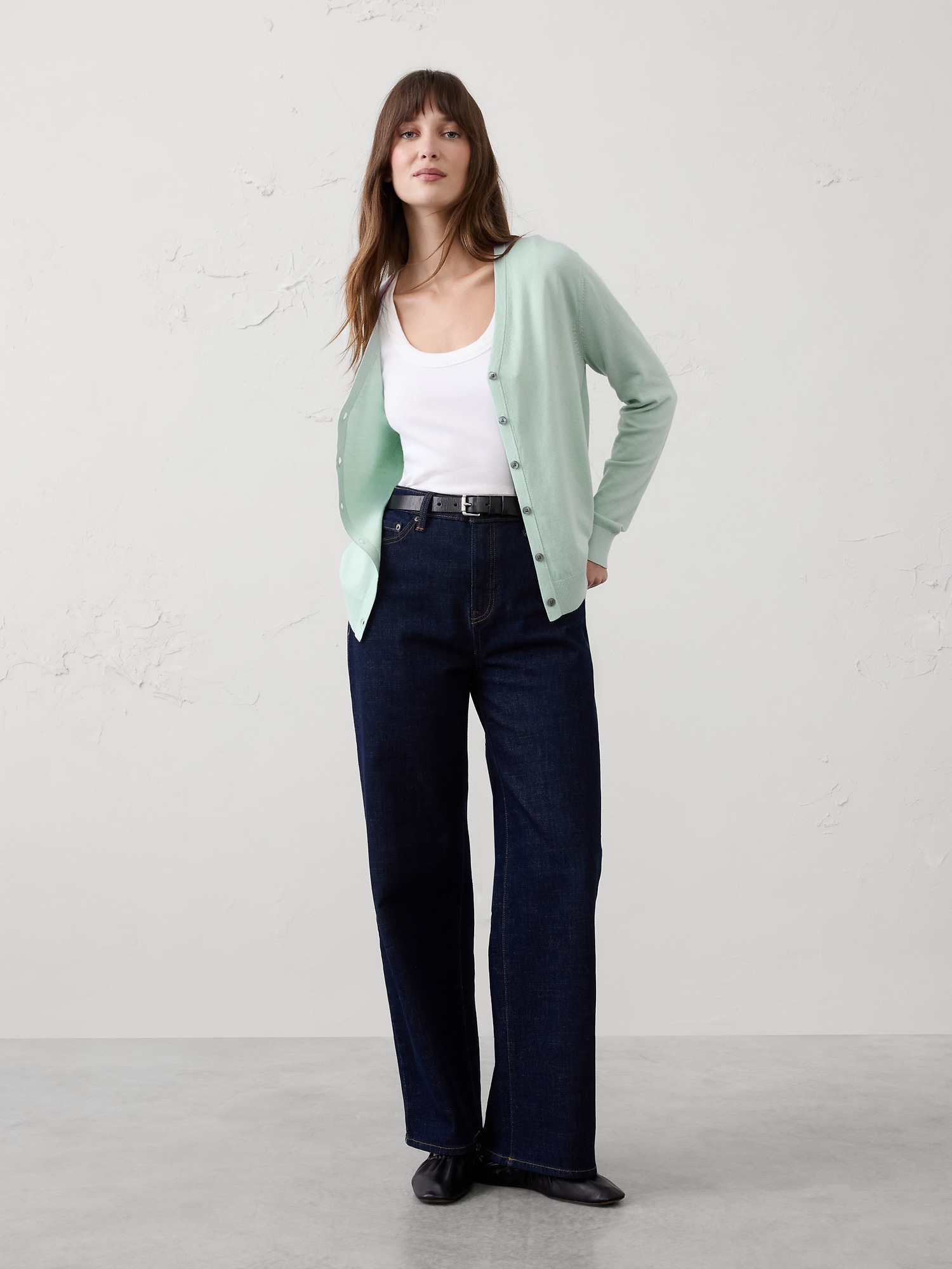 Forever V-Neck Cardigan Sweater - Soft Agate Green