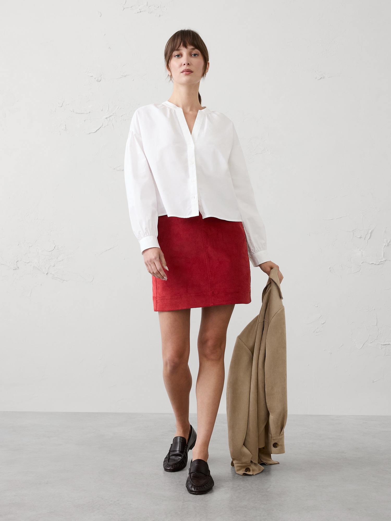 Corduroy Seamed Mini Skirt - Embers