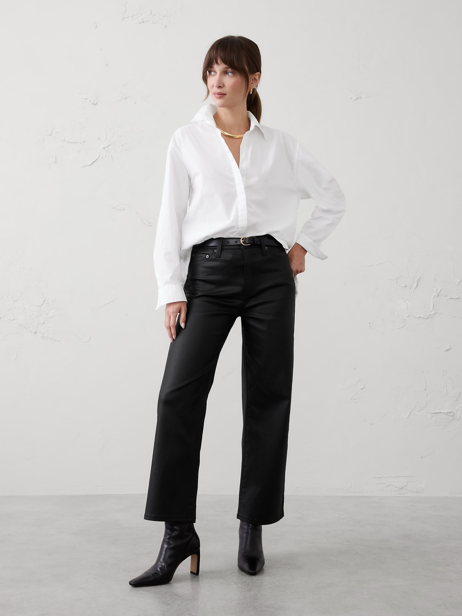 Straight High-Rise Coated Jean