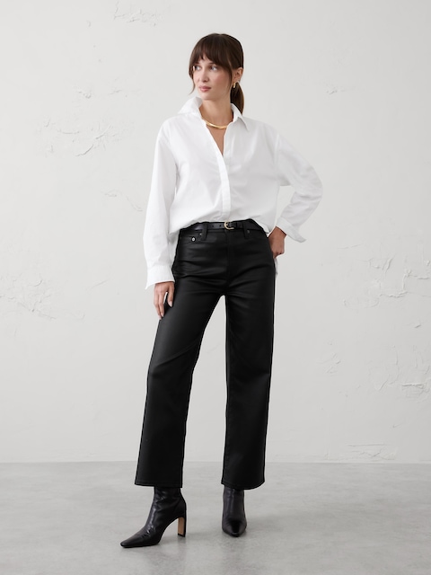 Straight High-Rise Coated Jean