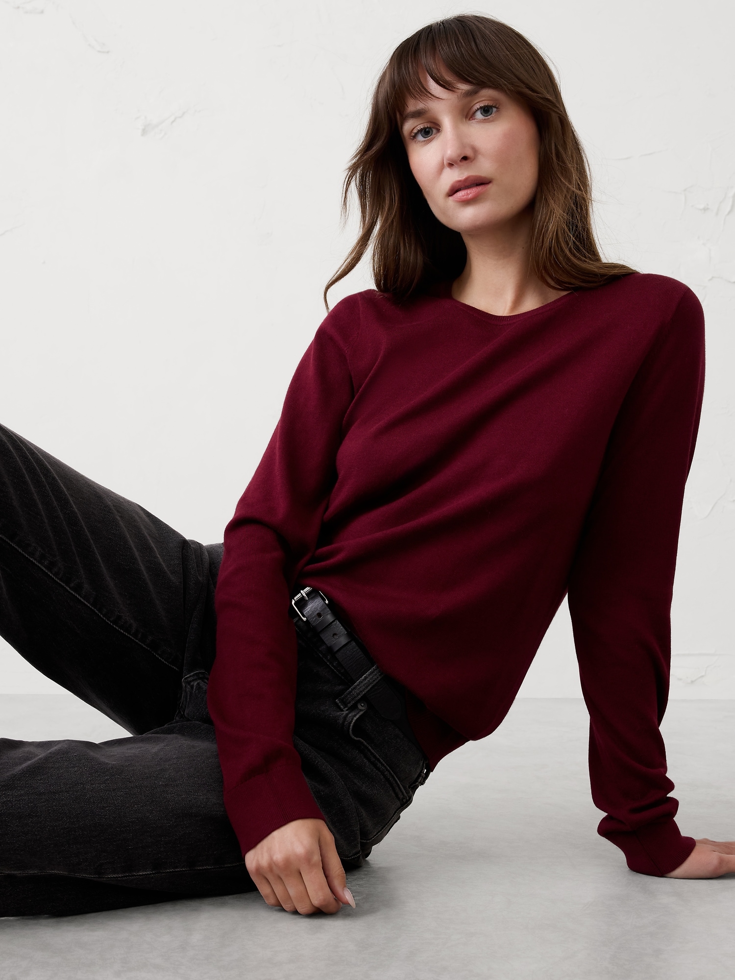 Forever Crew-Neck Sweater - Bright Wine