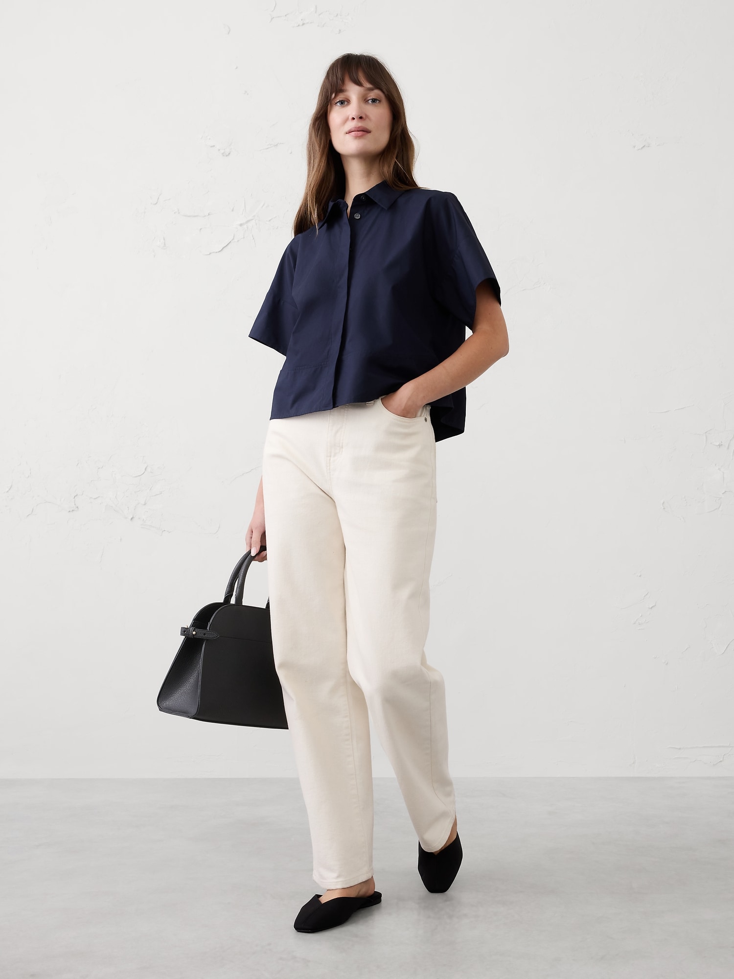 Image number 1 showing, Boxy Poplin Shirt
