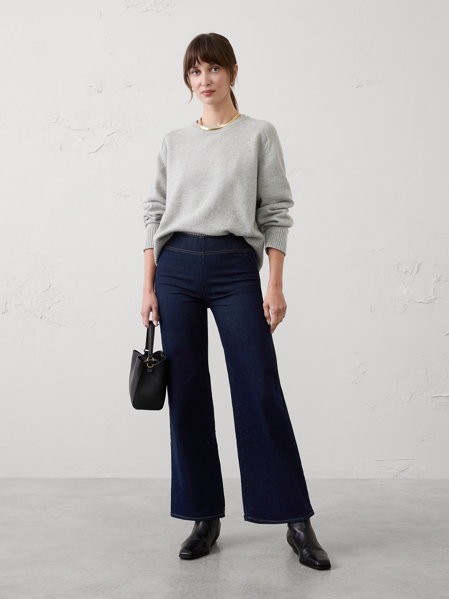 Wide-Leg High-Rise Pull-On Jean - Rinse
