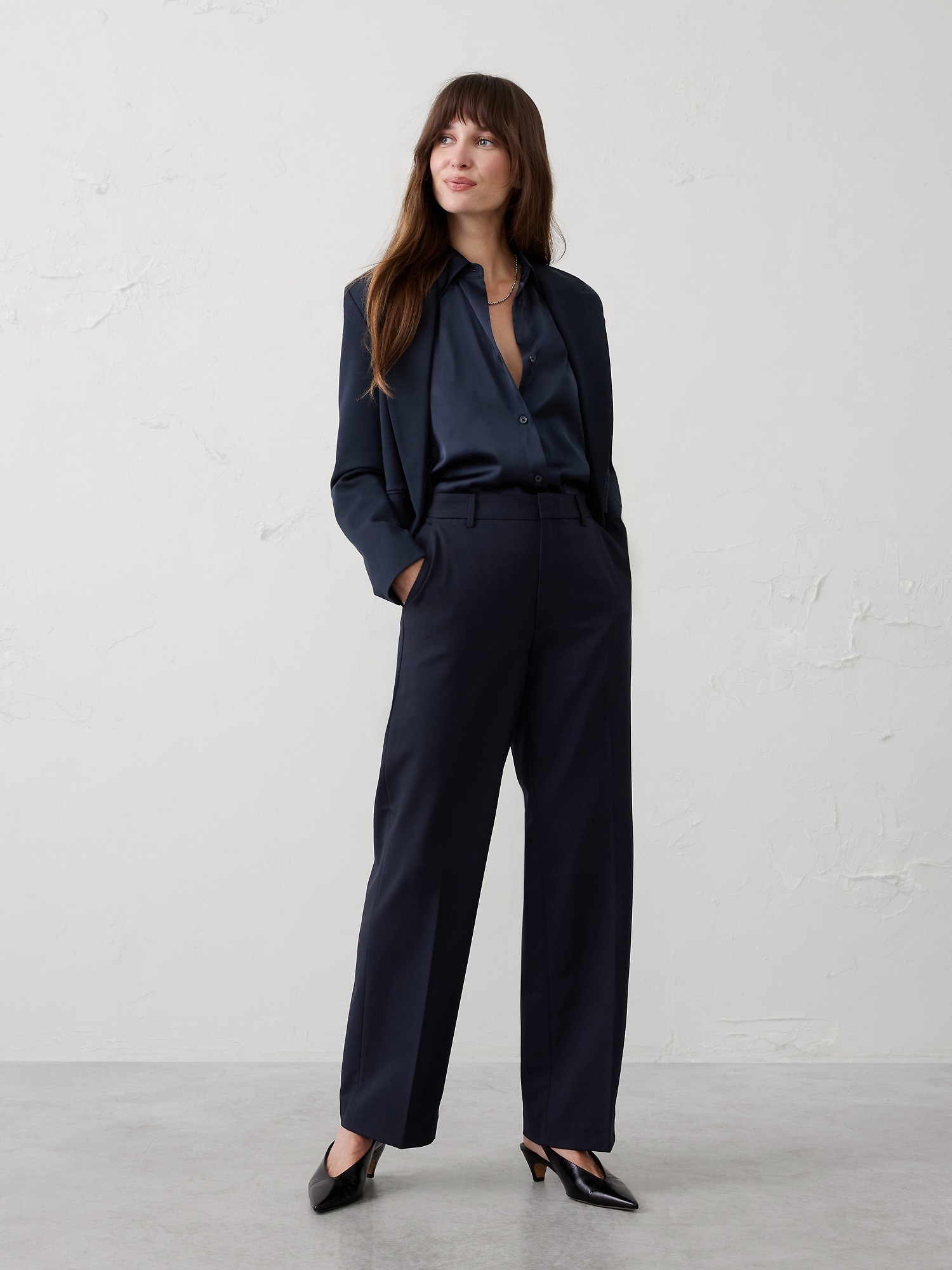 STRAIGHT HIGH-RISE SCULPTED TROUSER - Preppy Navy