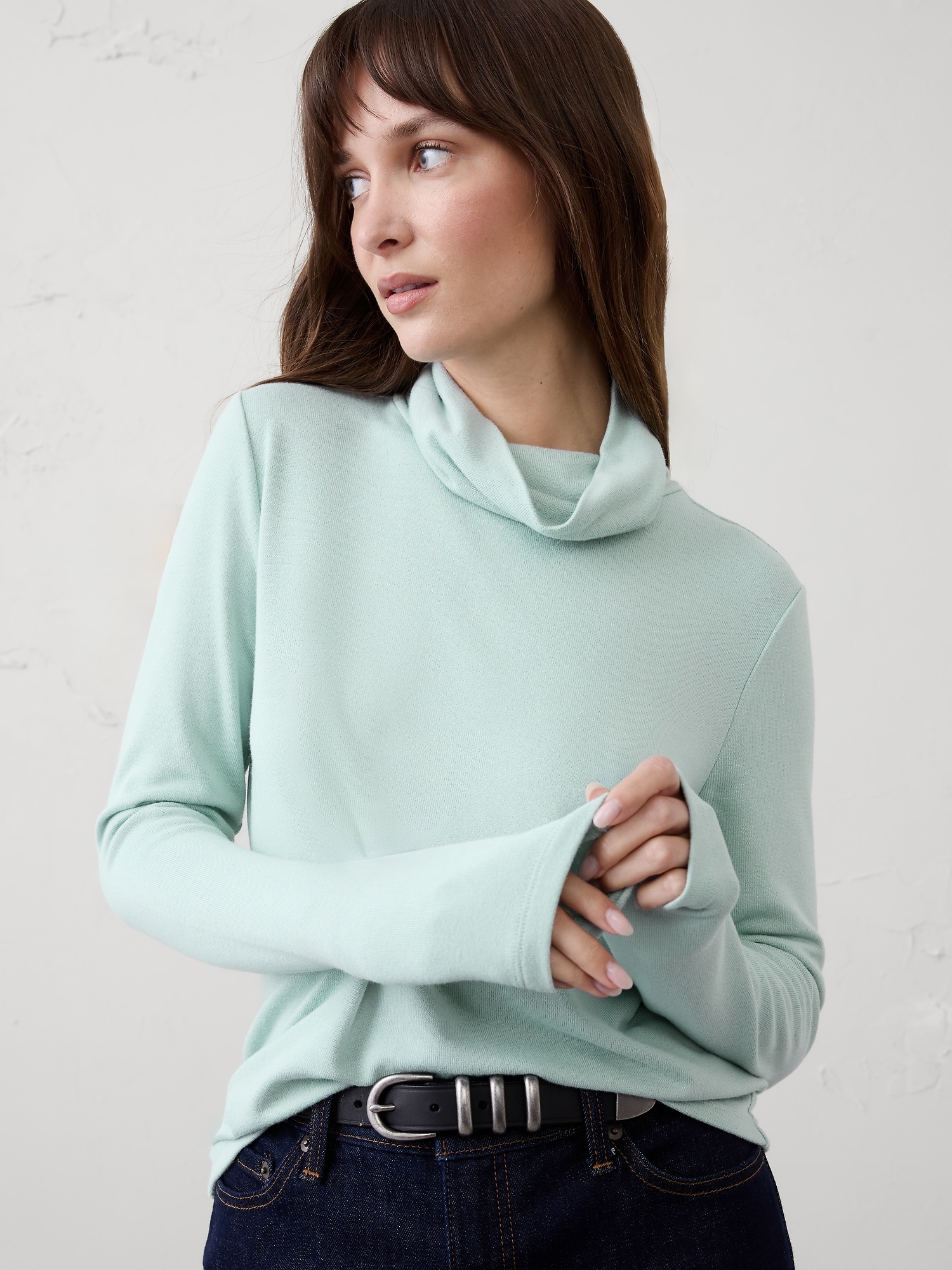 SOFT LUXE TURTLENECK TOP - Soft Agate Green