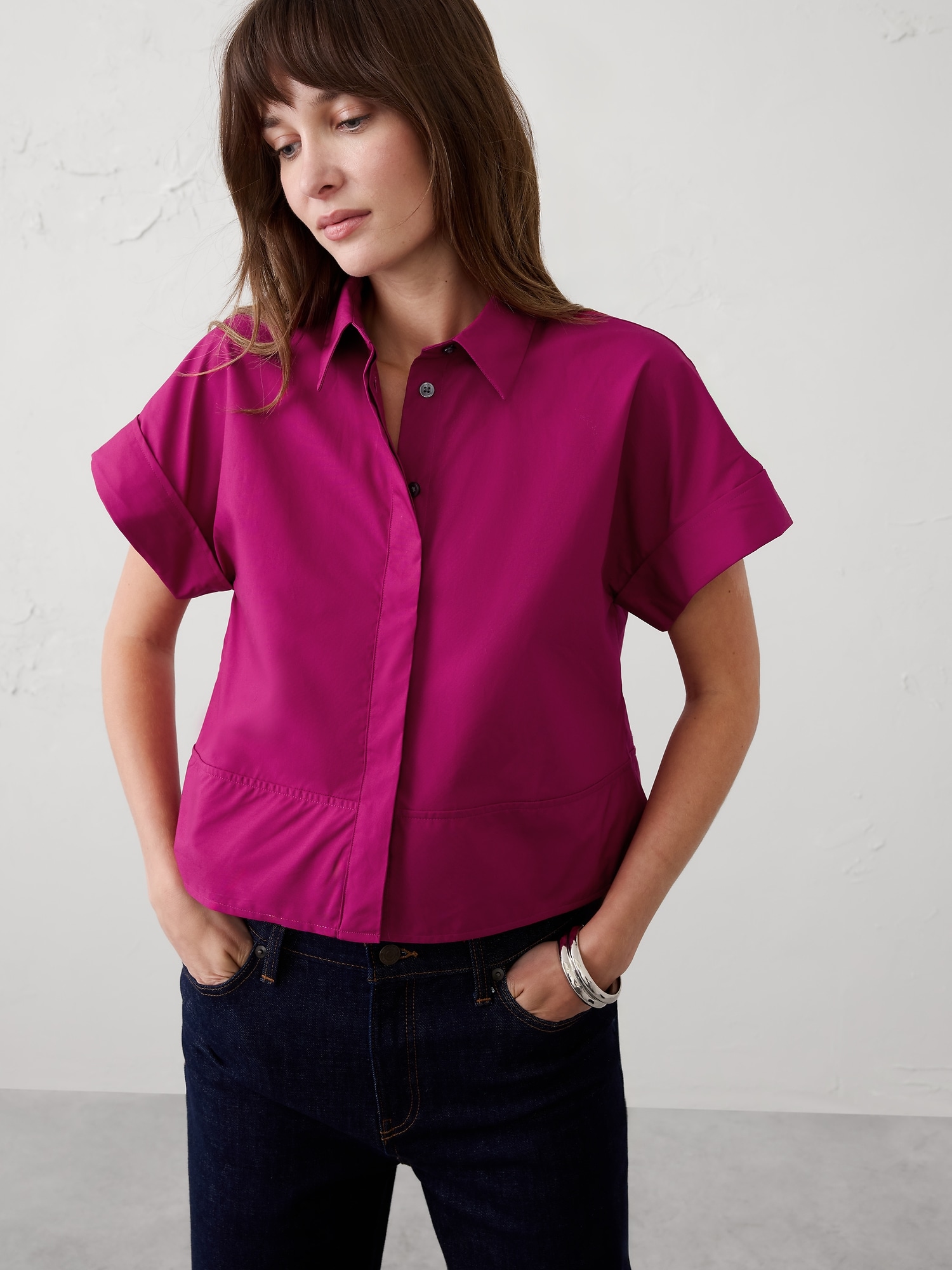 BOXY POPLIN SHIRT - Camu Berry