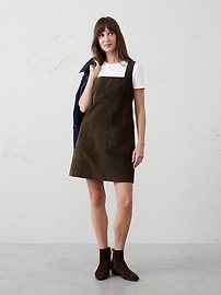 Corduroy Empire-Waist Mini Dress