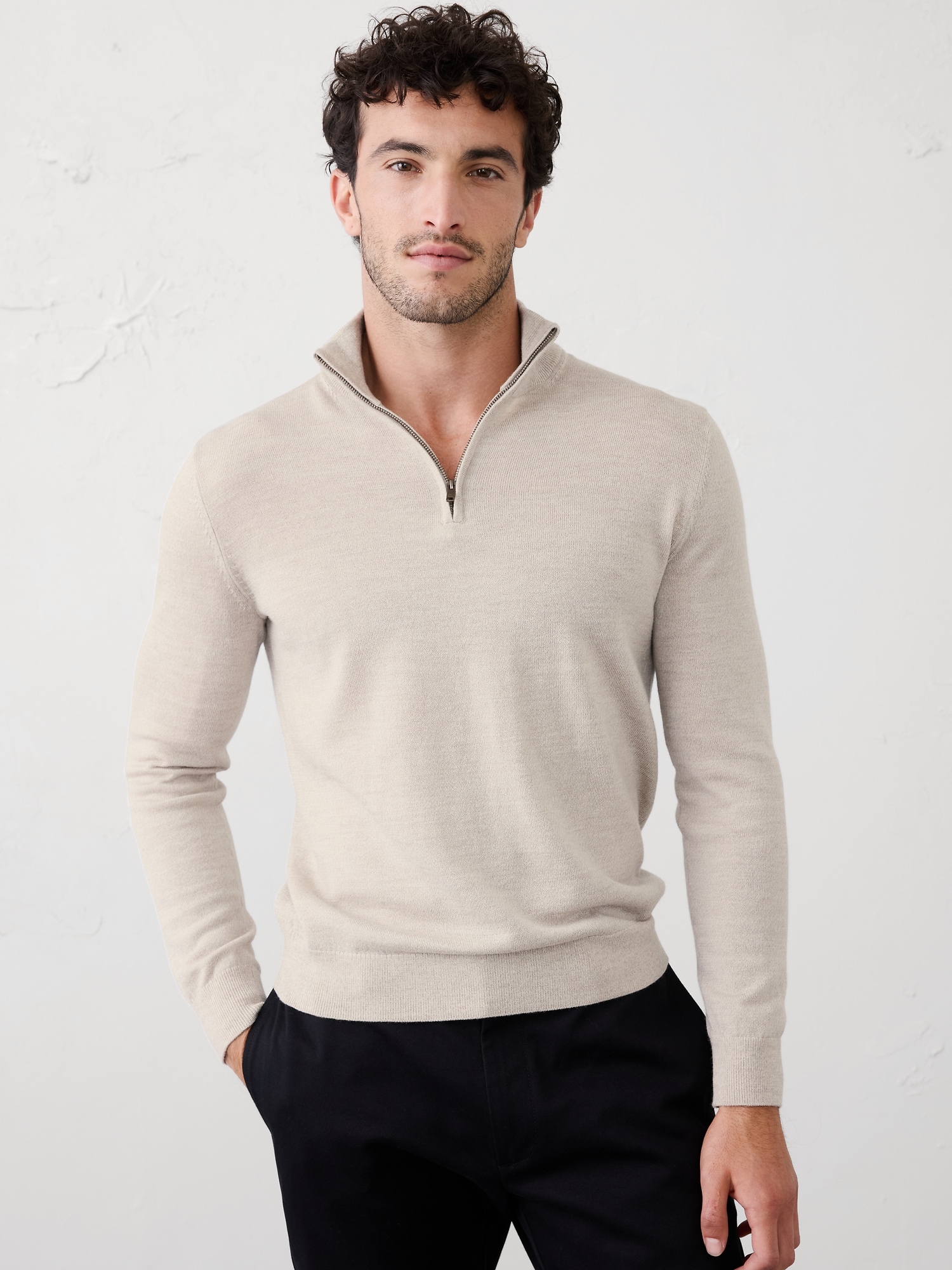 MERINO WOOL HALF-ZIP SWEATER