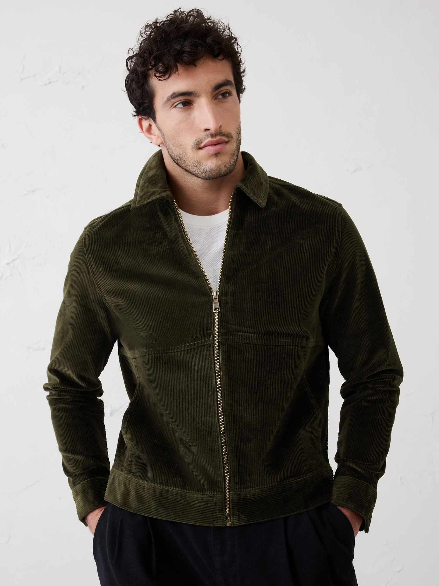 CORDUROY HARRINGTON JACKET - Dark Trees
