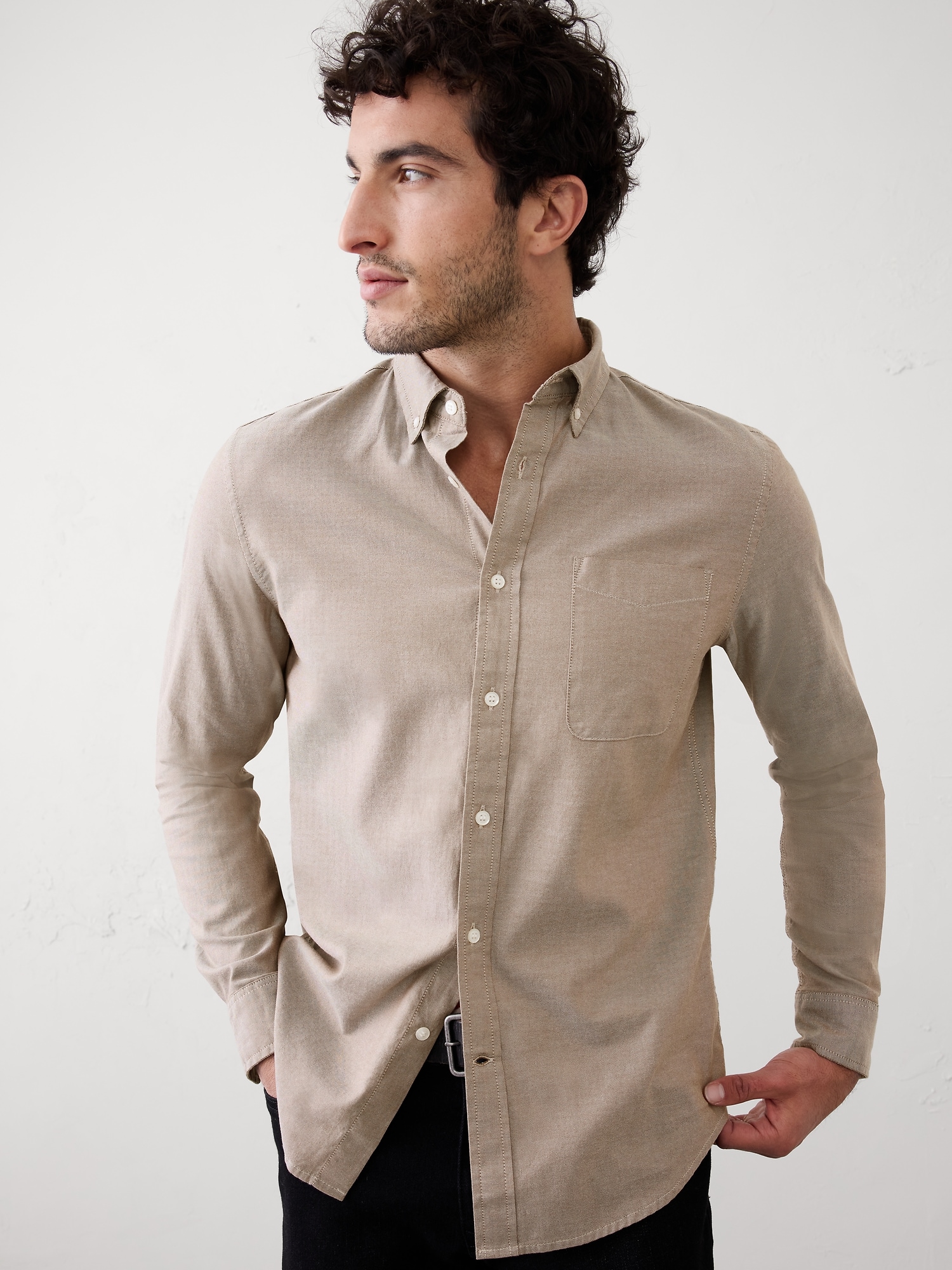 Slim Oxford Shirt - Taupe