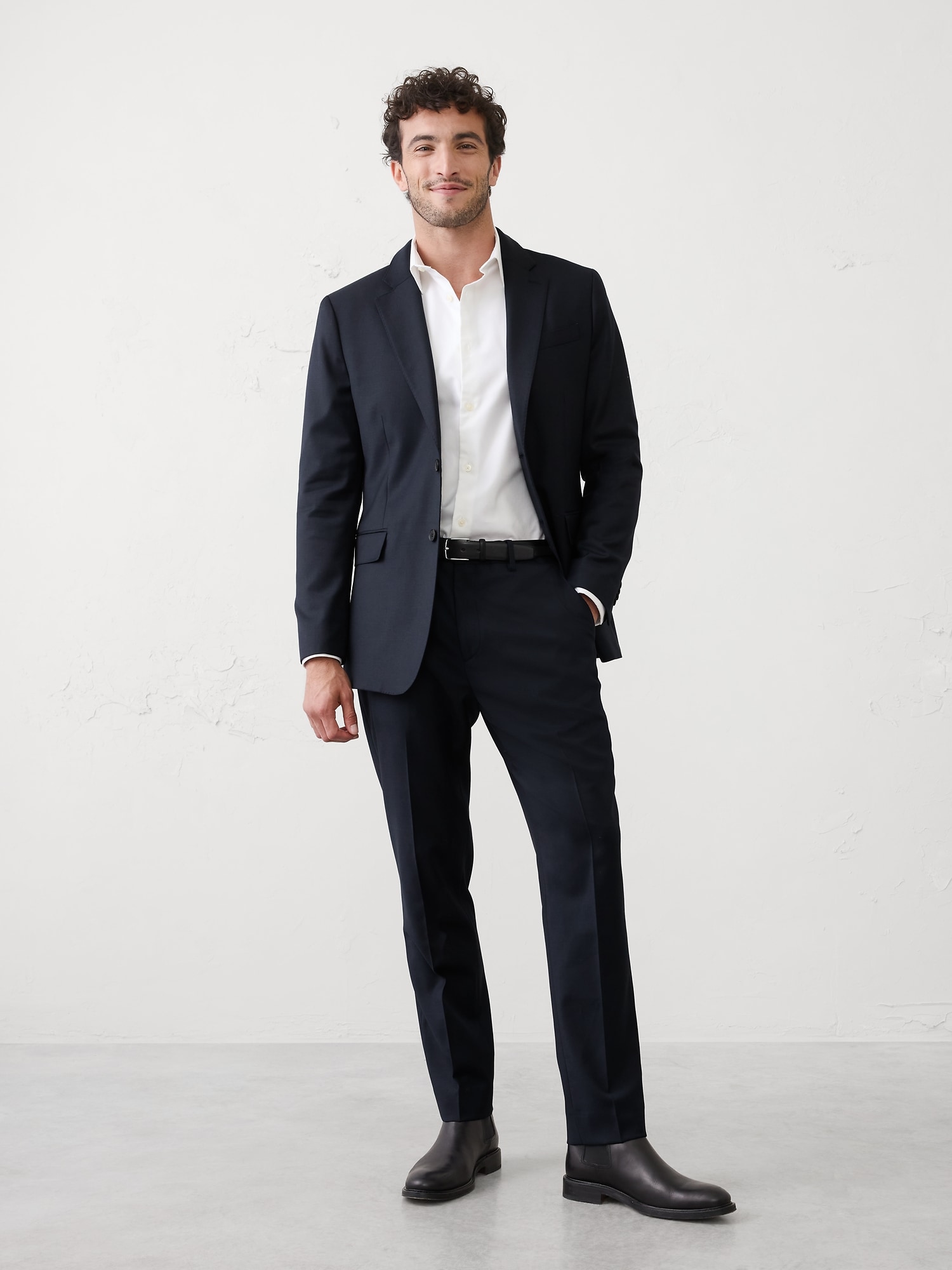 Image number 1 showing, TAILORED-FIT LUXE WOOL-BLEND SUIT TROUSER