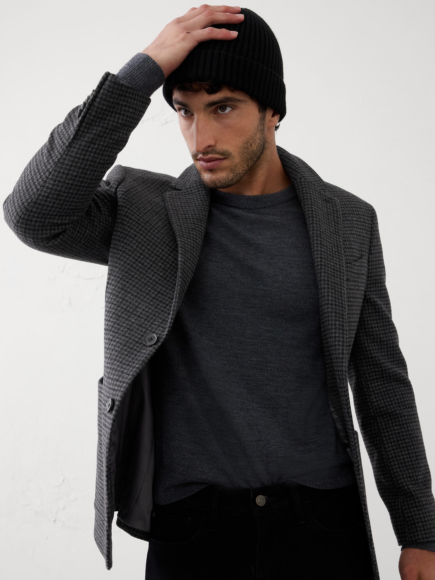 Image number 3 showing, Tailored-Fit Wool-Blend Houndstooth Jacket