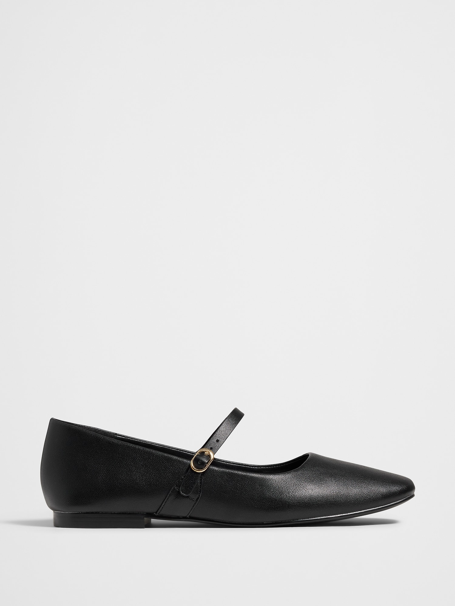 Vegan Leather Maryjane Ballet Flat - Black
