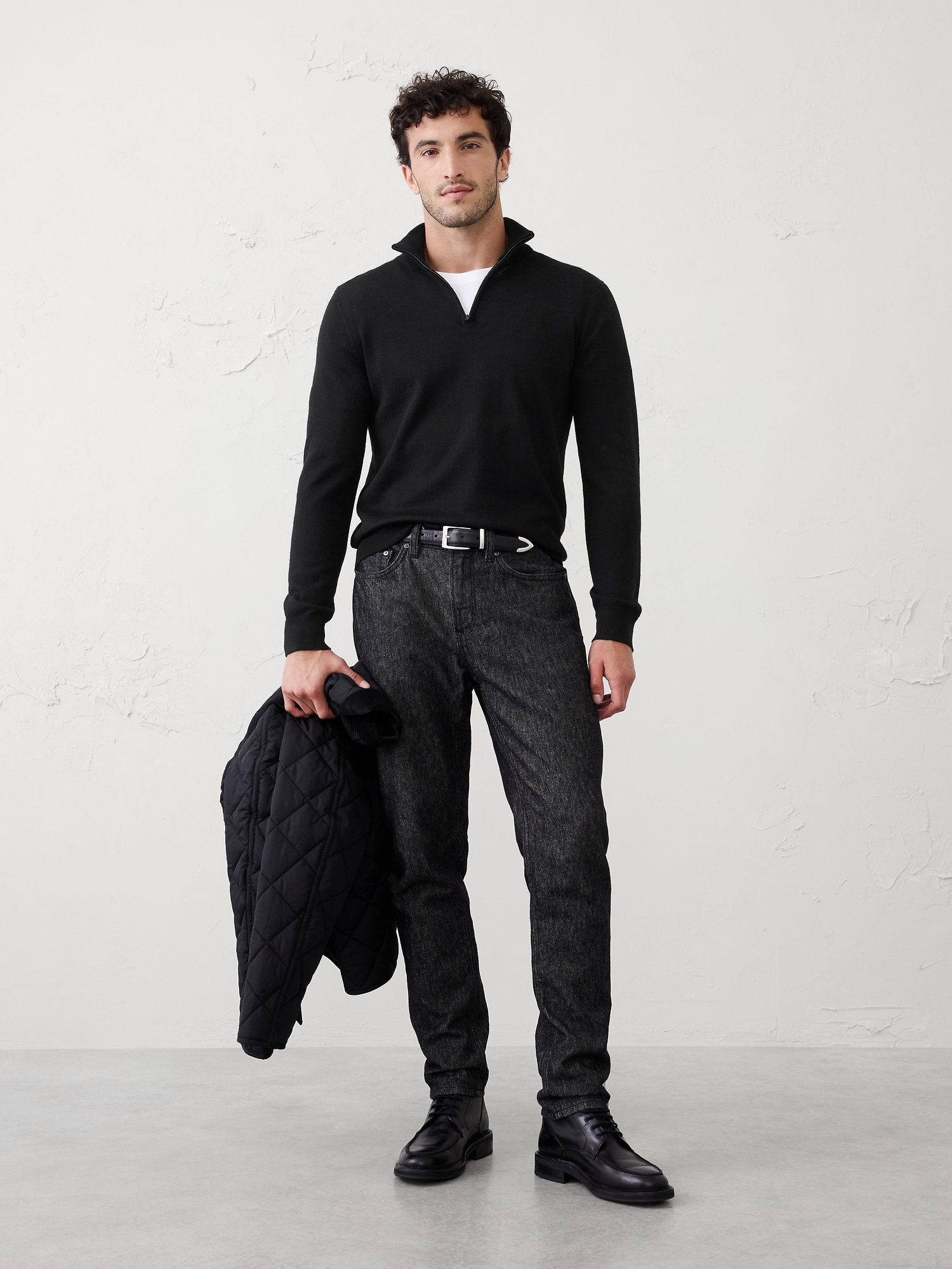 Image number 1 showing, MERINO WOOL HALF-ZIP SWEATER