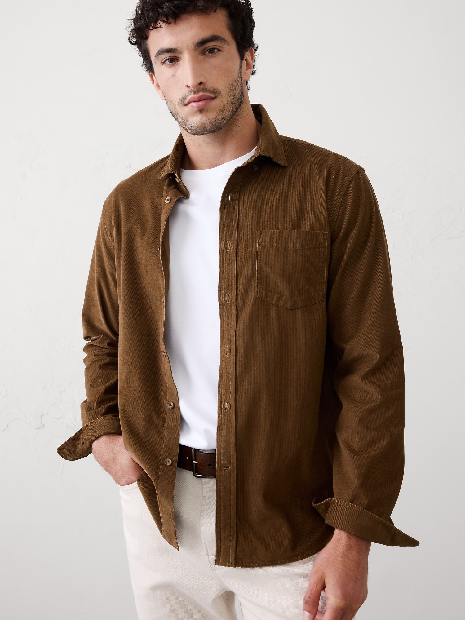FINE WALE CORDUROY SHIRT - Oxford Brown