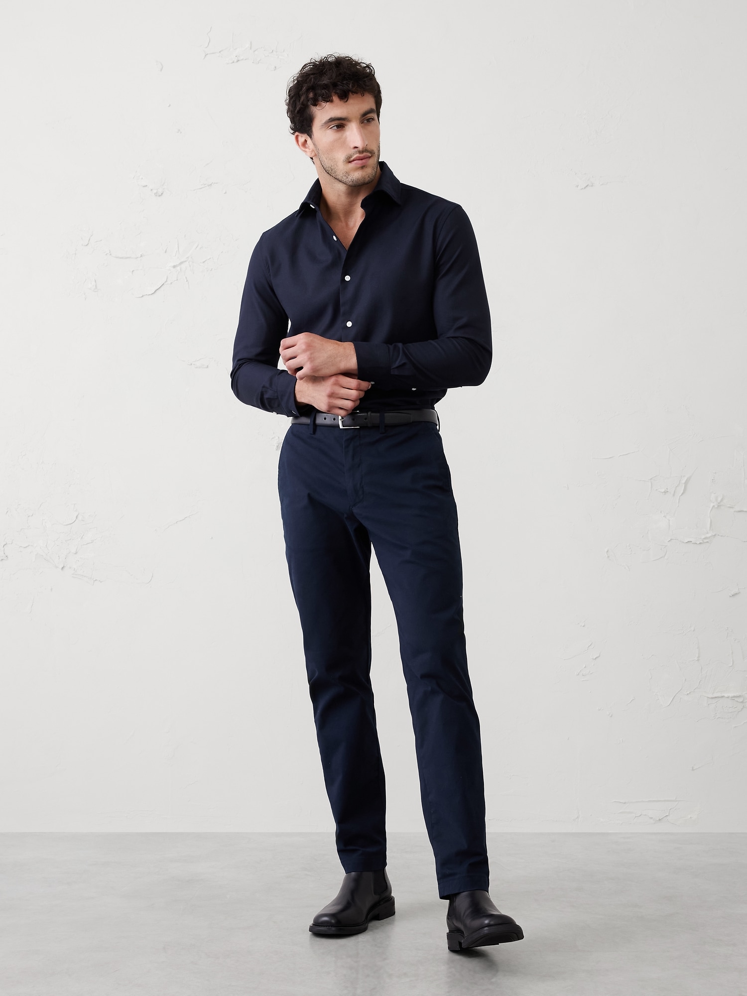 Slim Dobby Dress Shirt - New Navy
