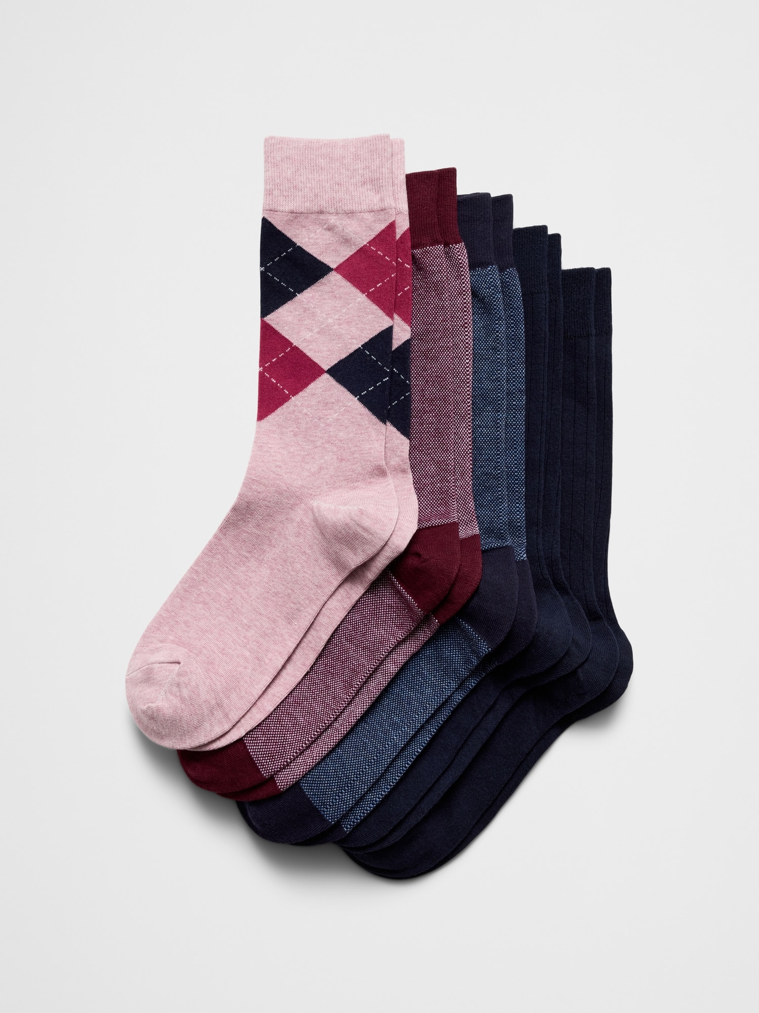 Pique Ribbed Trouser Socks (5 Pack) - Pink Treat