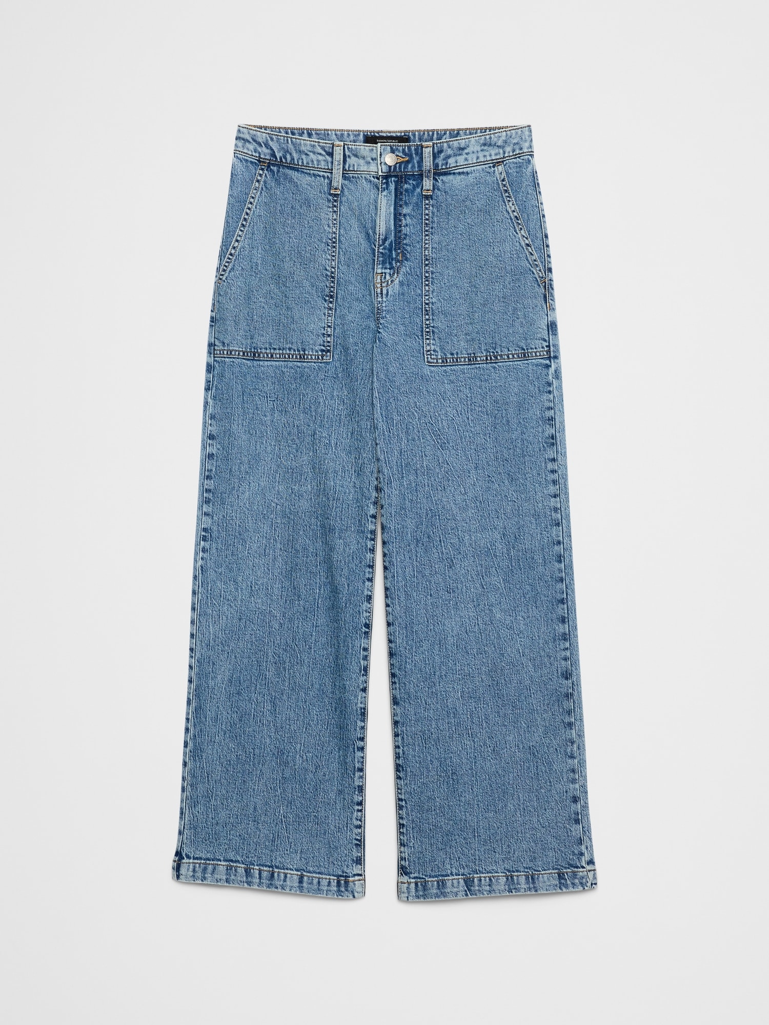 Image number 4 showing, WIDE-LEG HIGH-RISE UTILITY JEAN