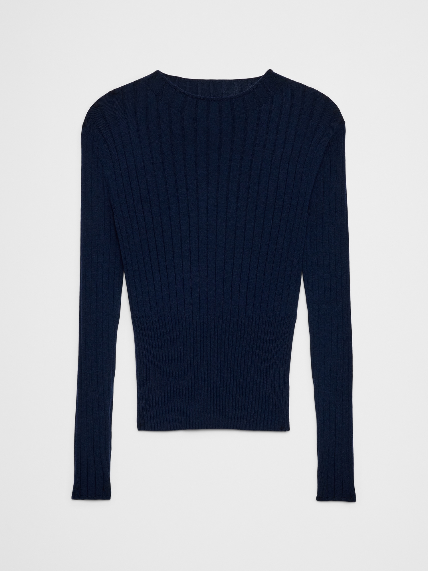 Image number 4 showing, MERINO WOOL RIBBED SWEATER