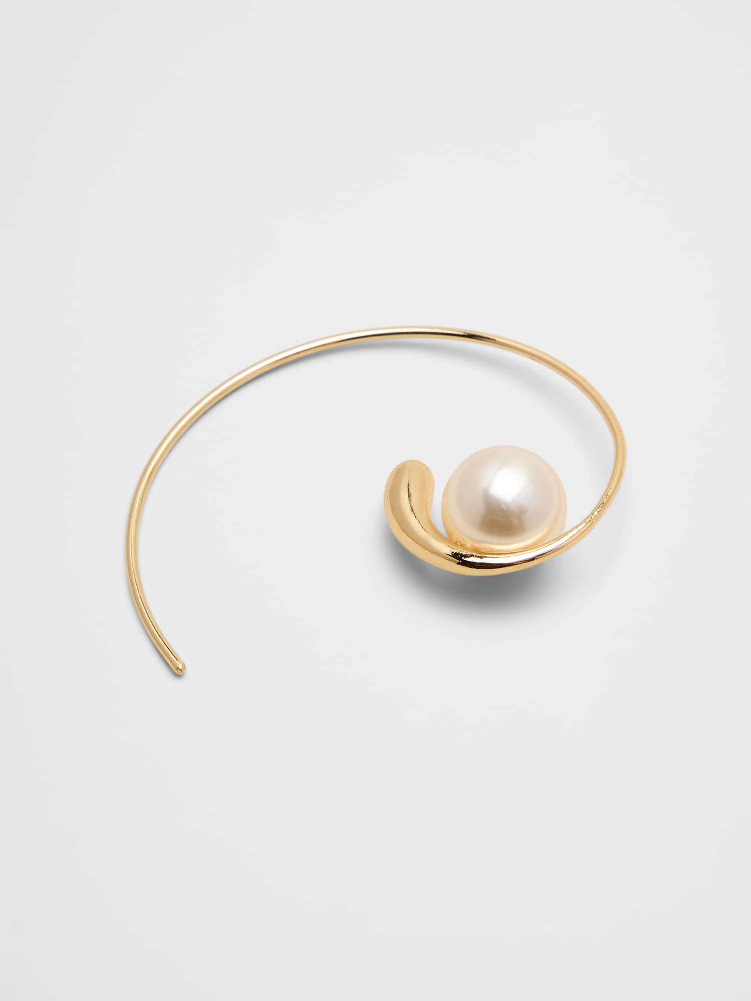 Image number 2 showing, Large Single Pearl Hoop Earrings